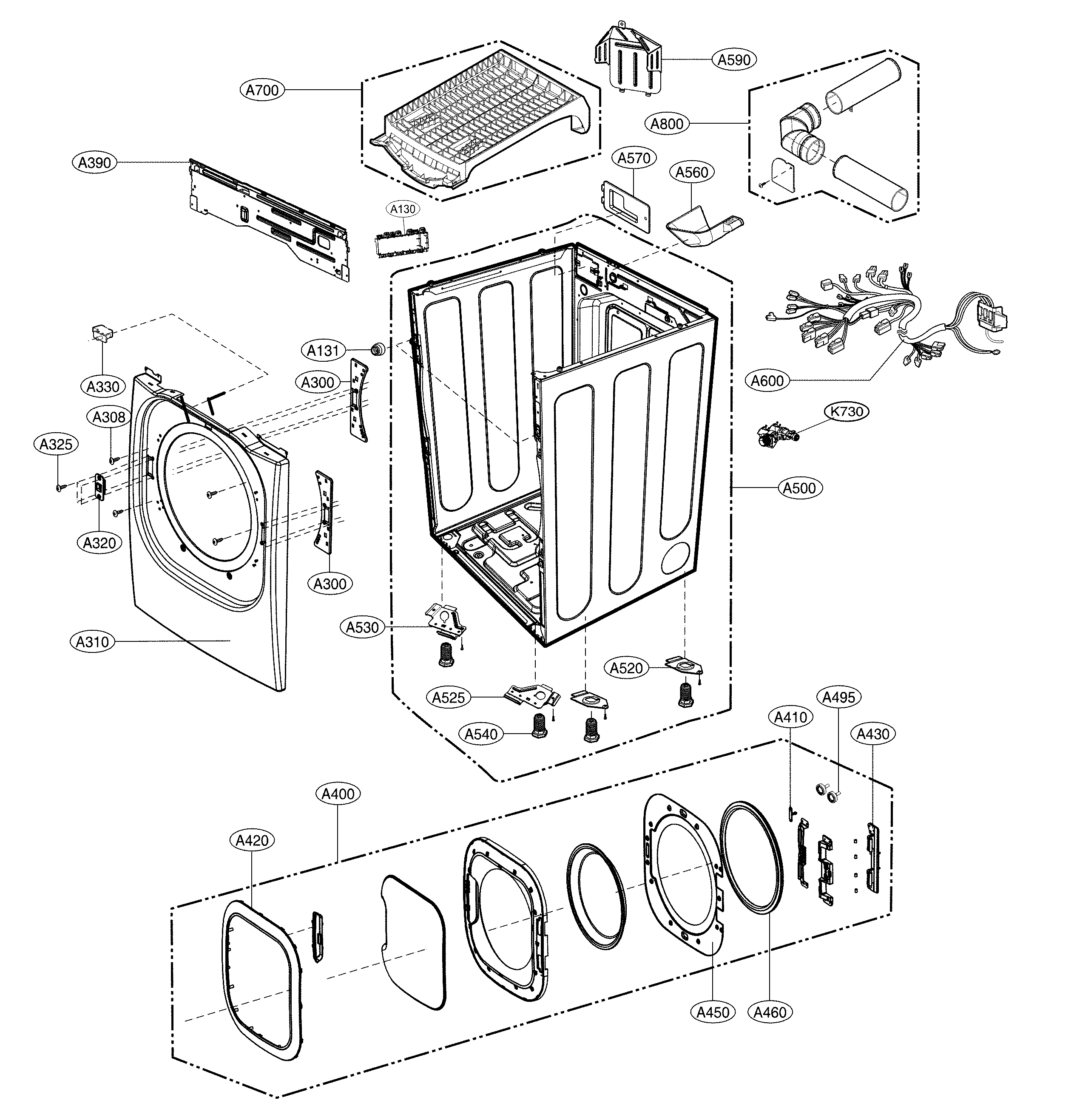 Cabinet and door assembly