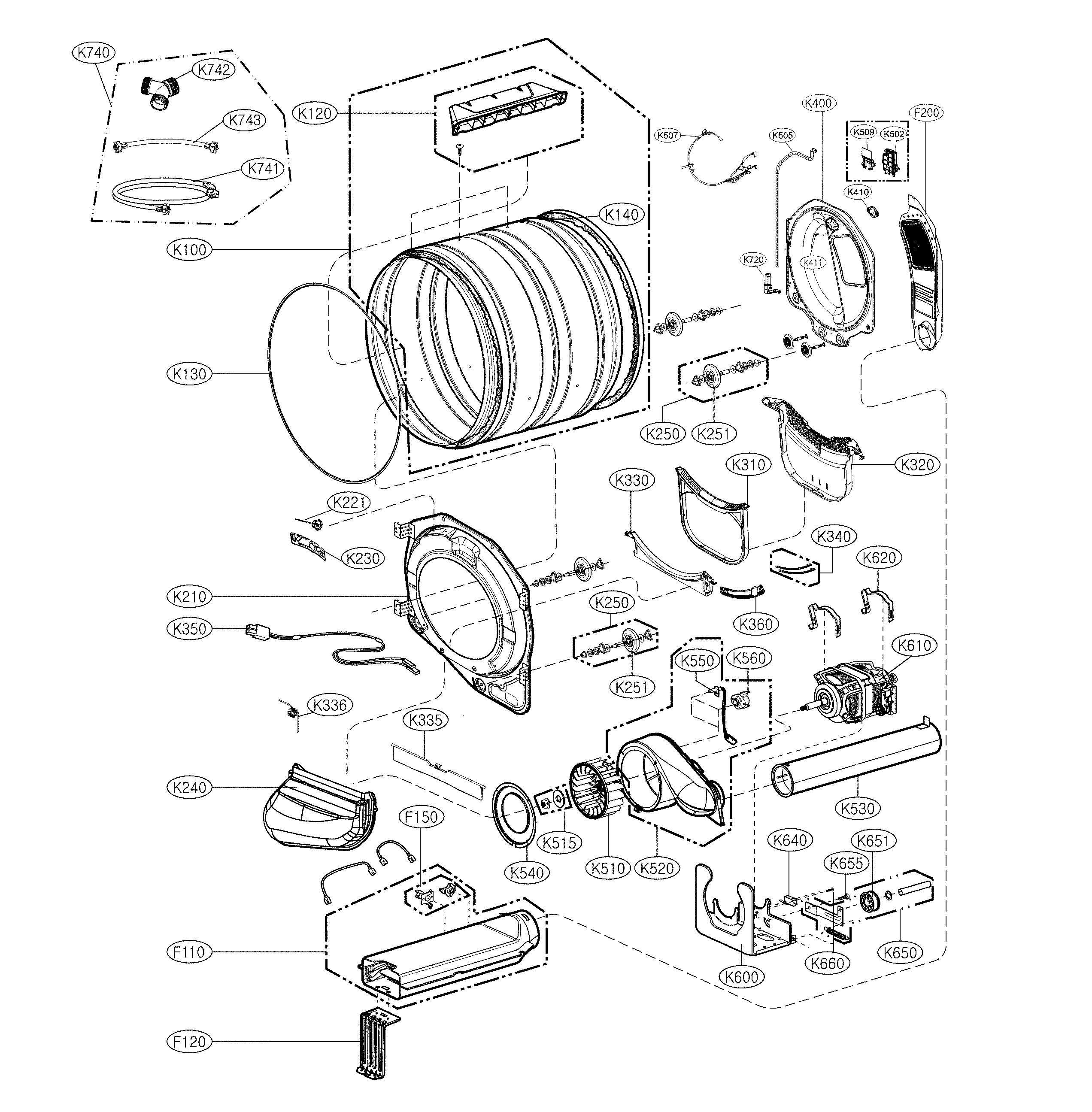 Drum and motor assembly