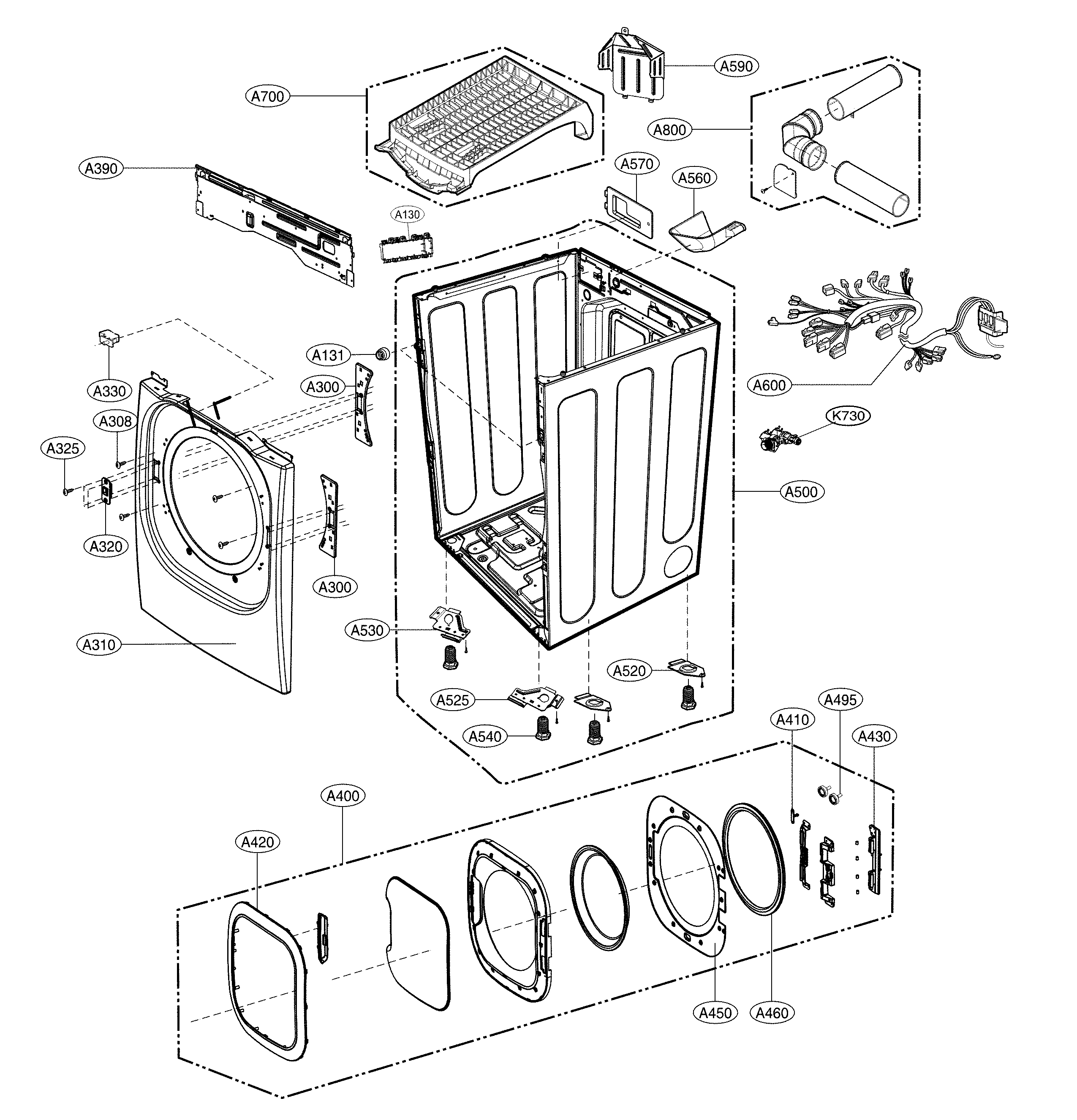 Cabinet and door assembly