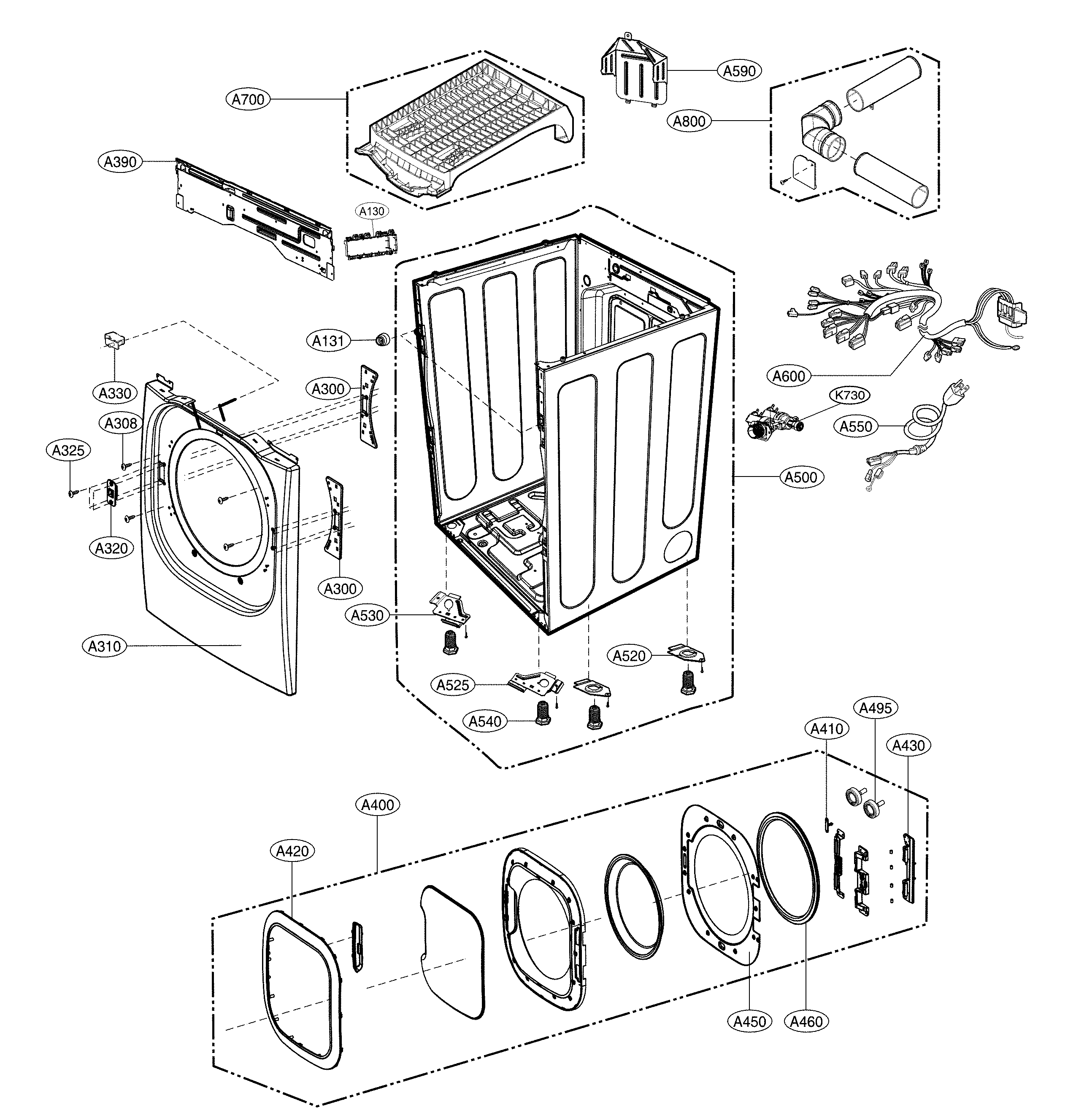 Cabinet and door assembly