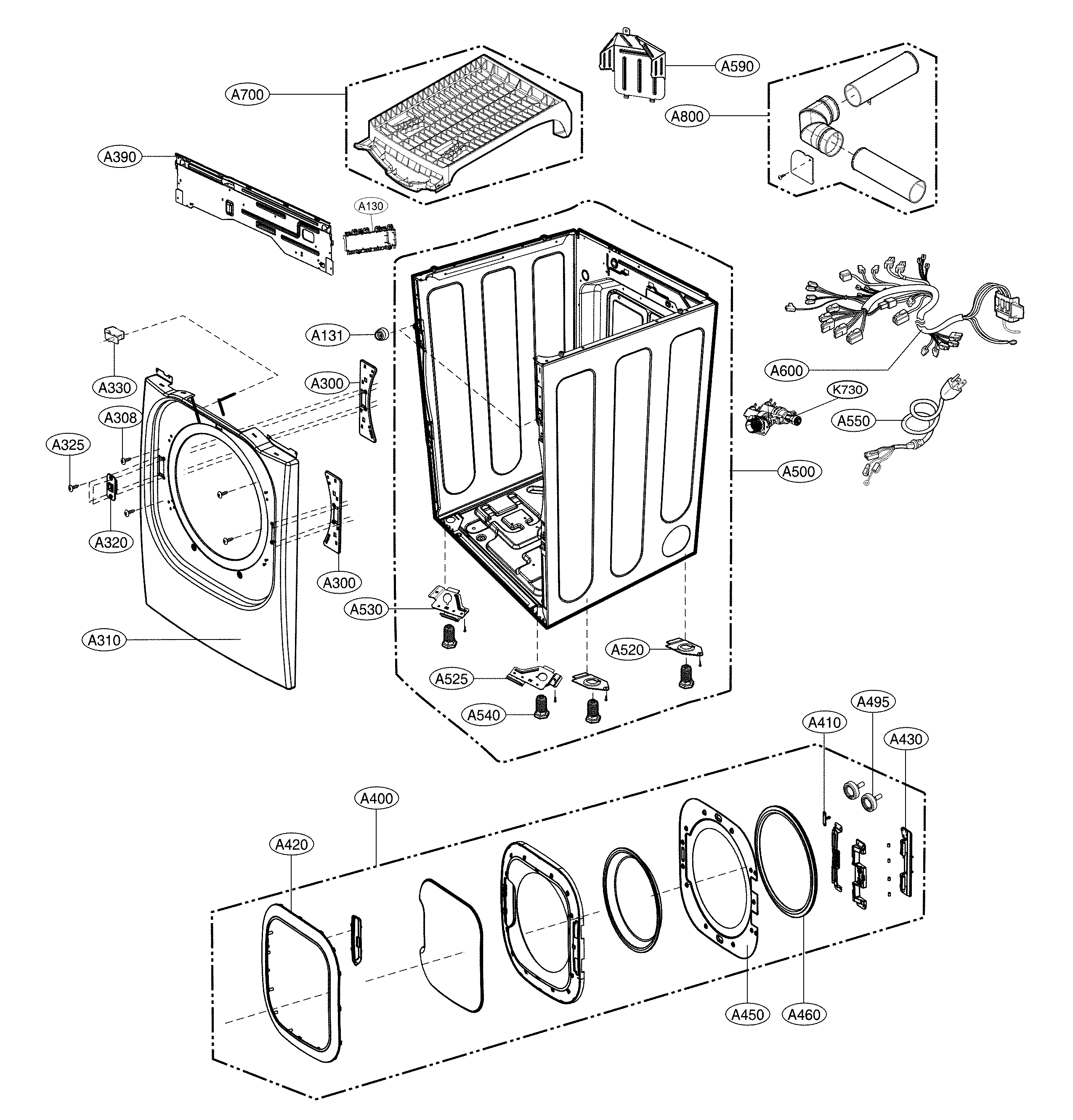 Cabinet and door assembly