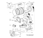 LG DLGX4371W/00 drum and motor assembly diagram
