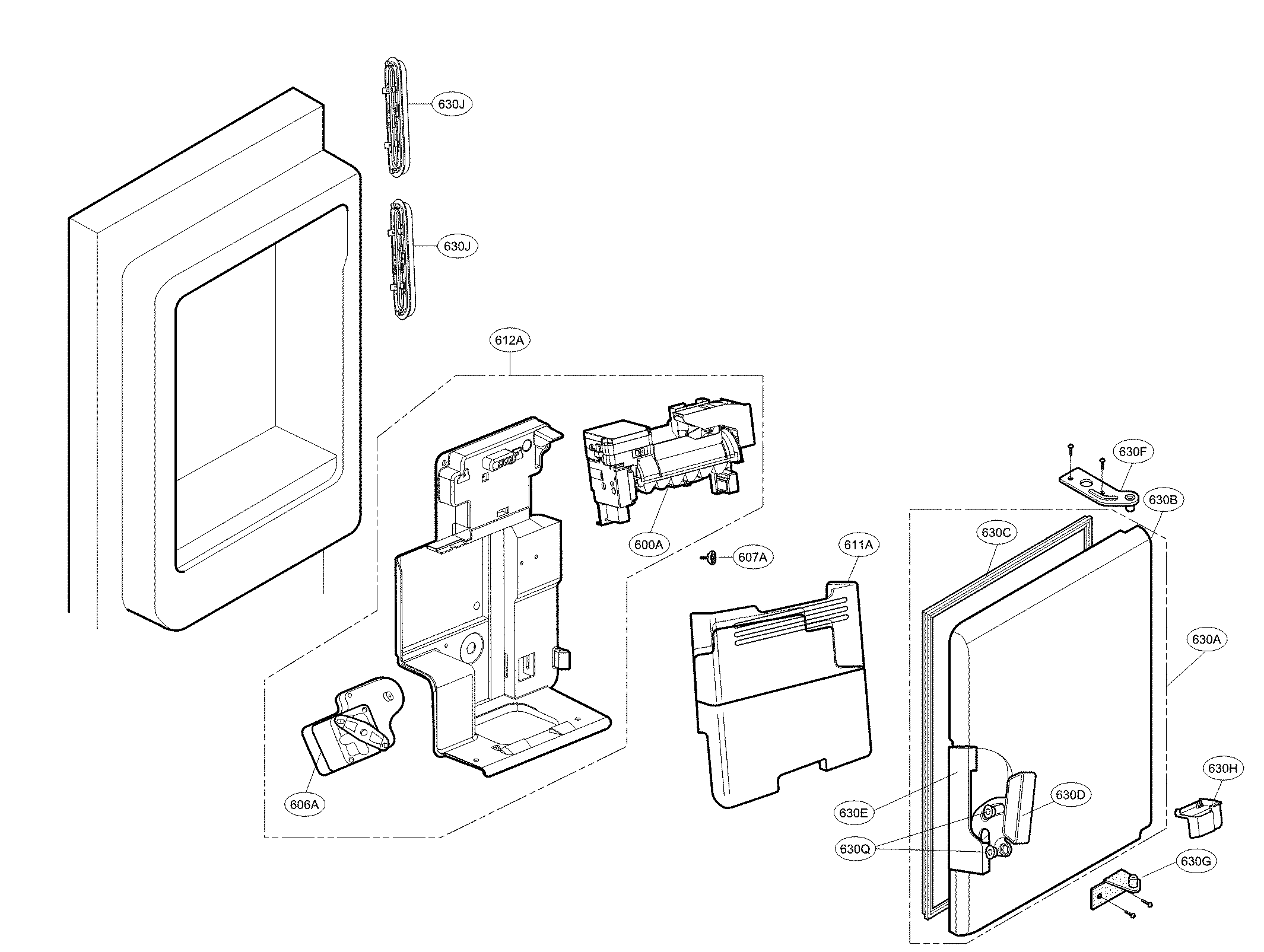 Ice maker and ice bin parts