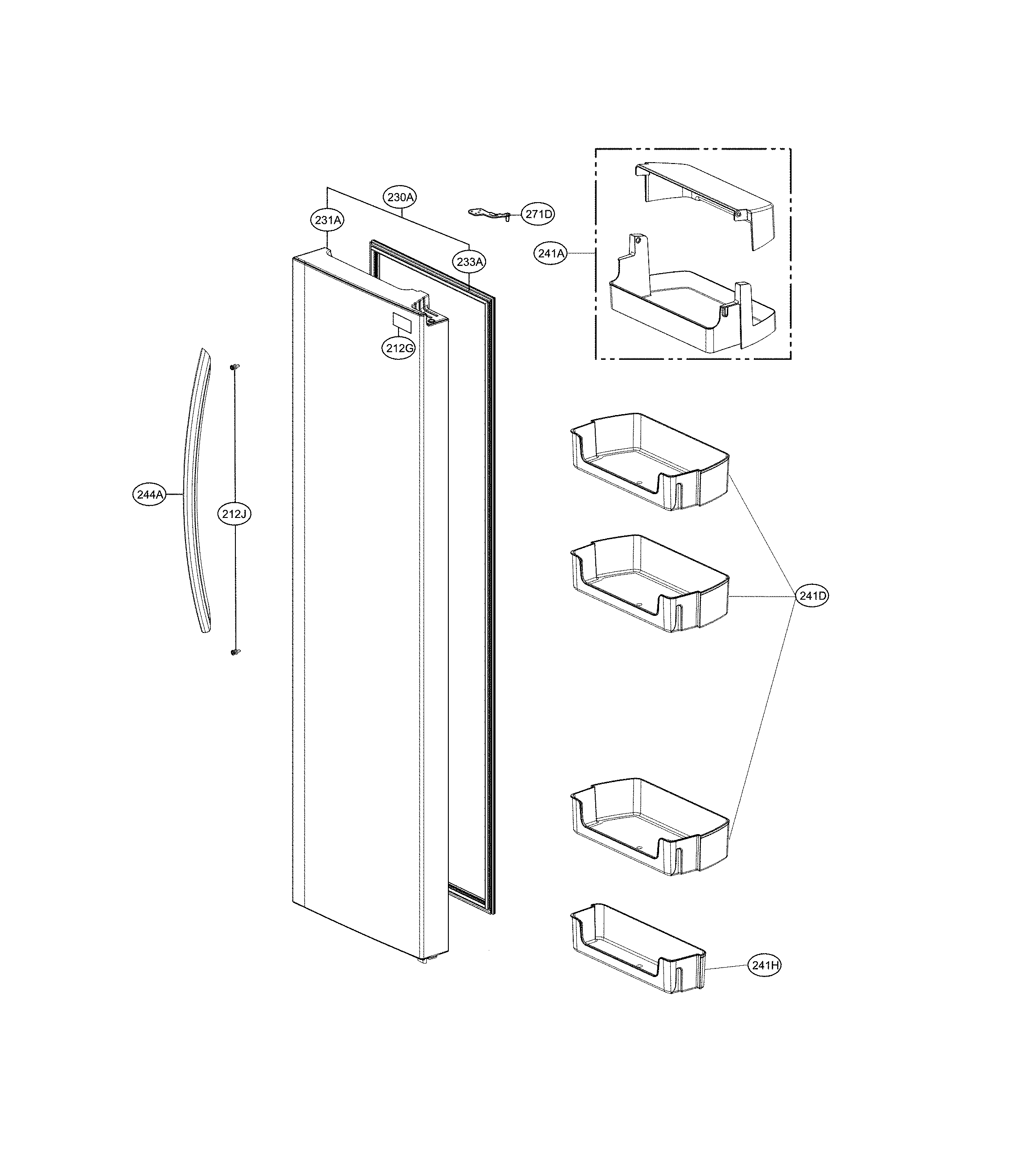 Refrigerator door parts