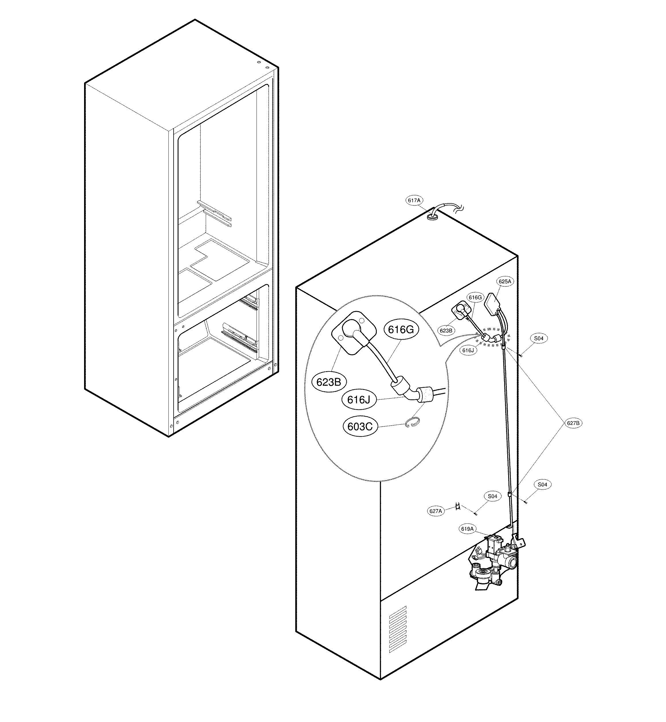 Valve & water tube parts