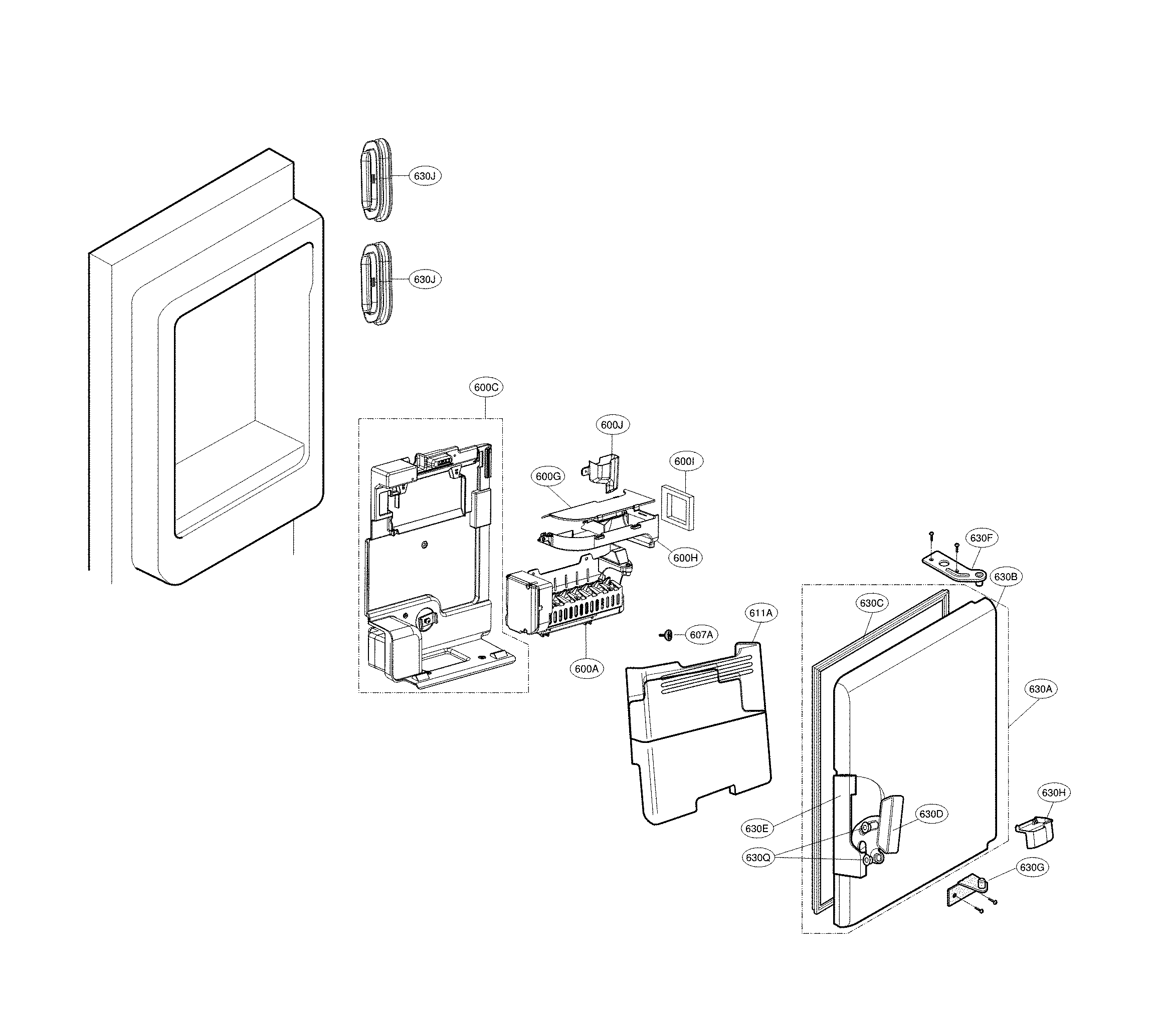 Ice maker & ice bin parts
