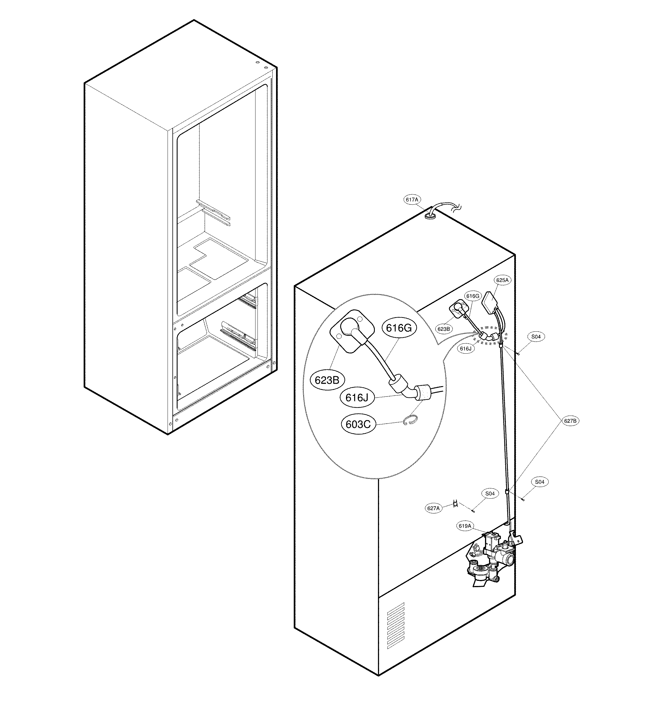 Valve & water tube parts