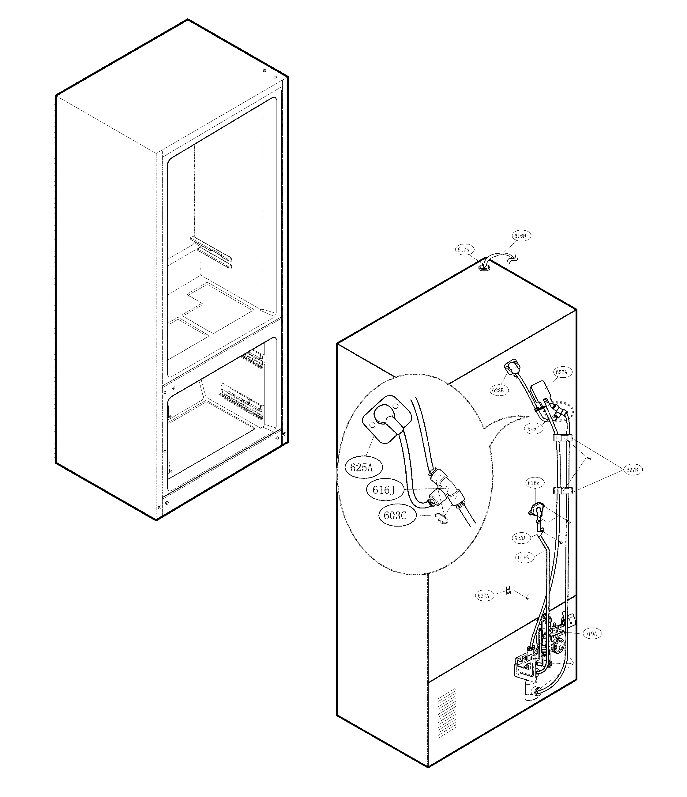 Valve and water tube parts