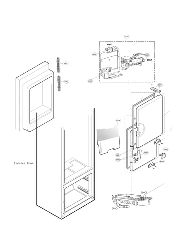 Ice maker and ice bin parts