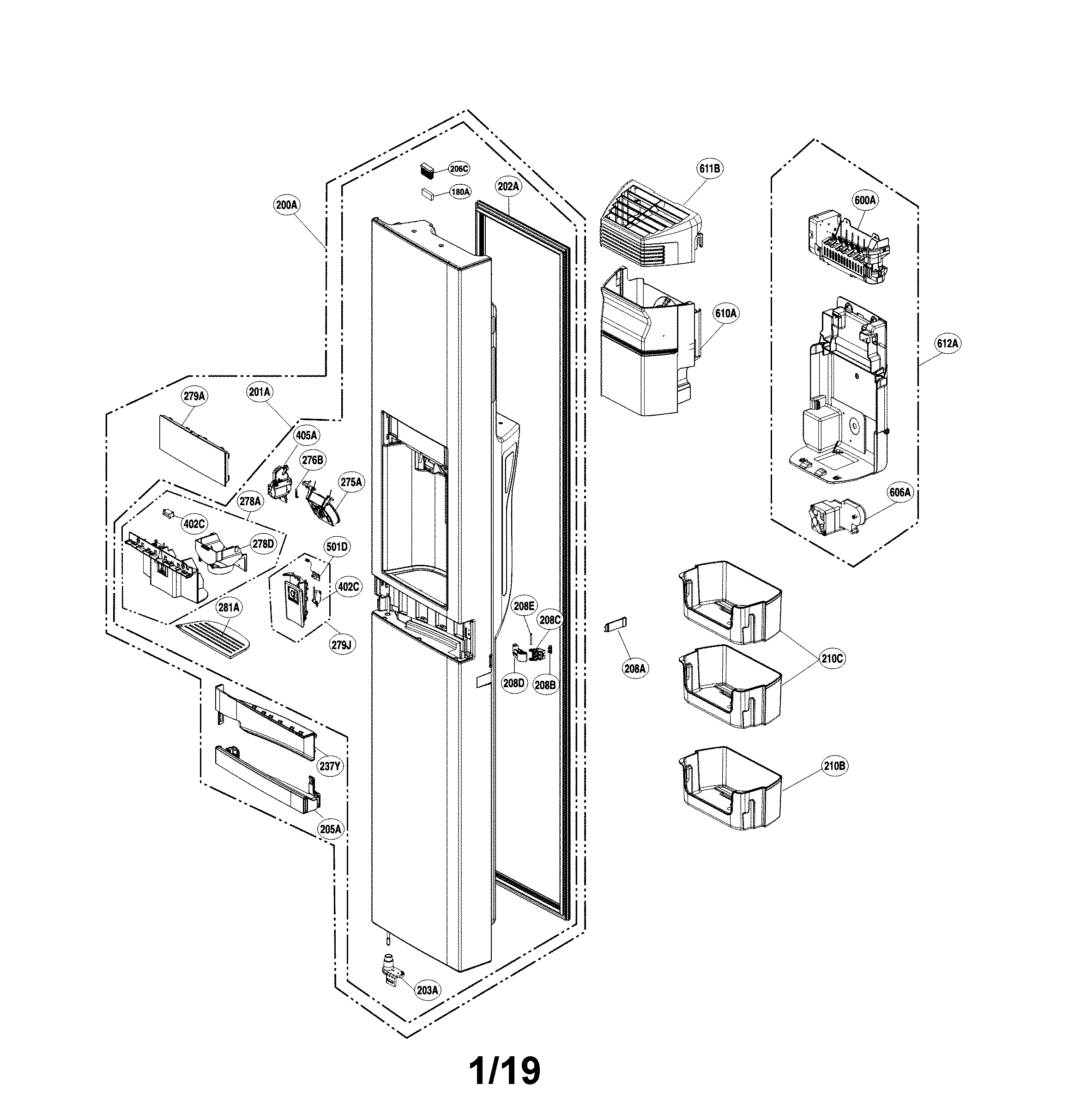 Freezer door parts