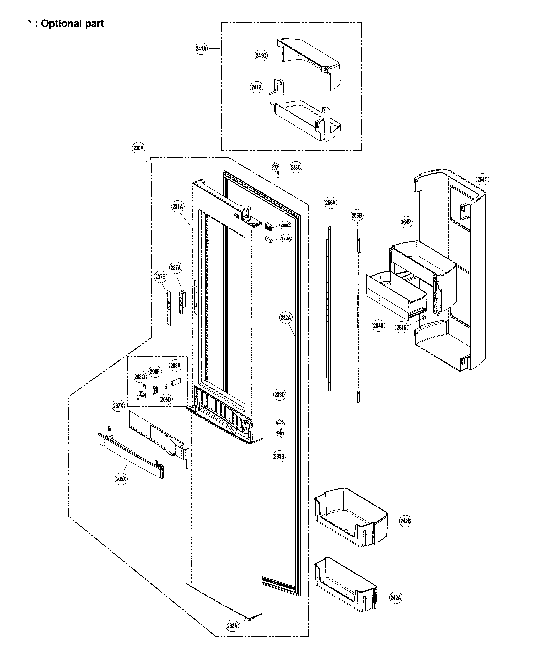 Refrigerator door parts