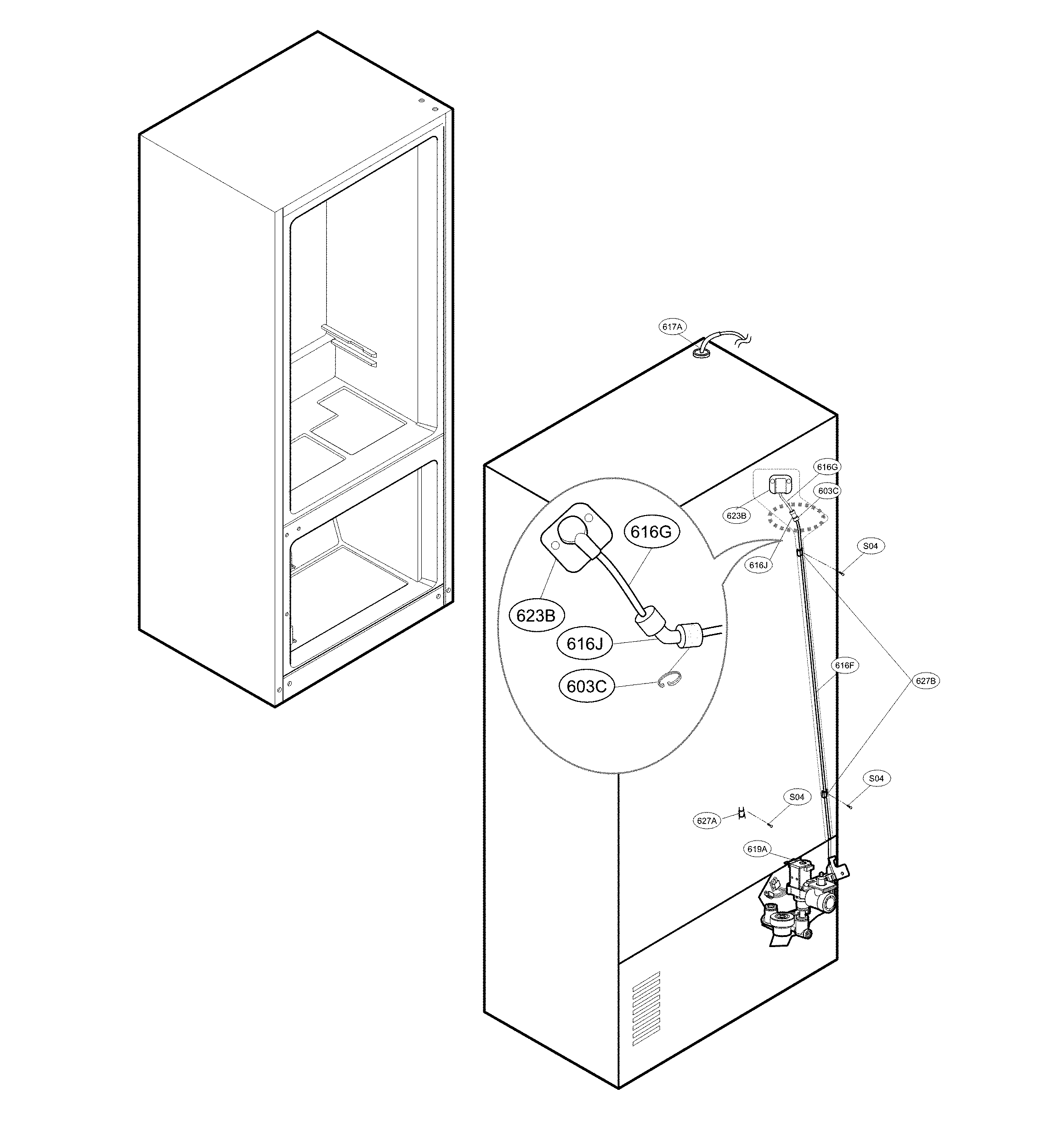 Valve & water tube parts