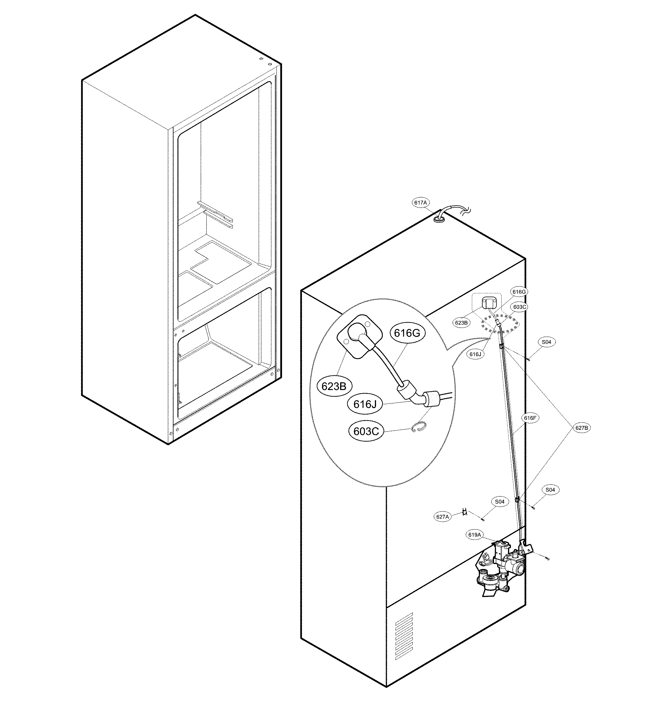 Valve & water tube parts