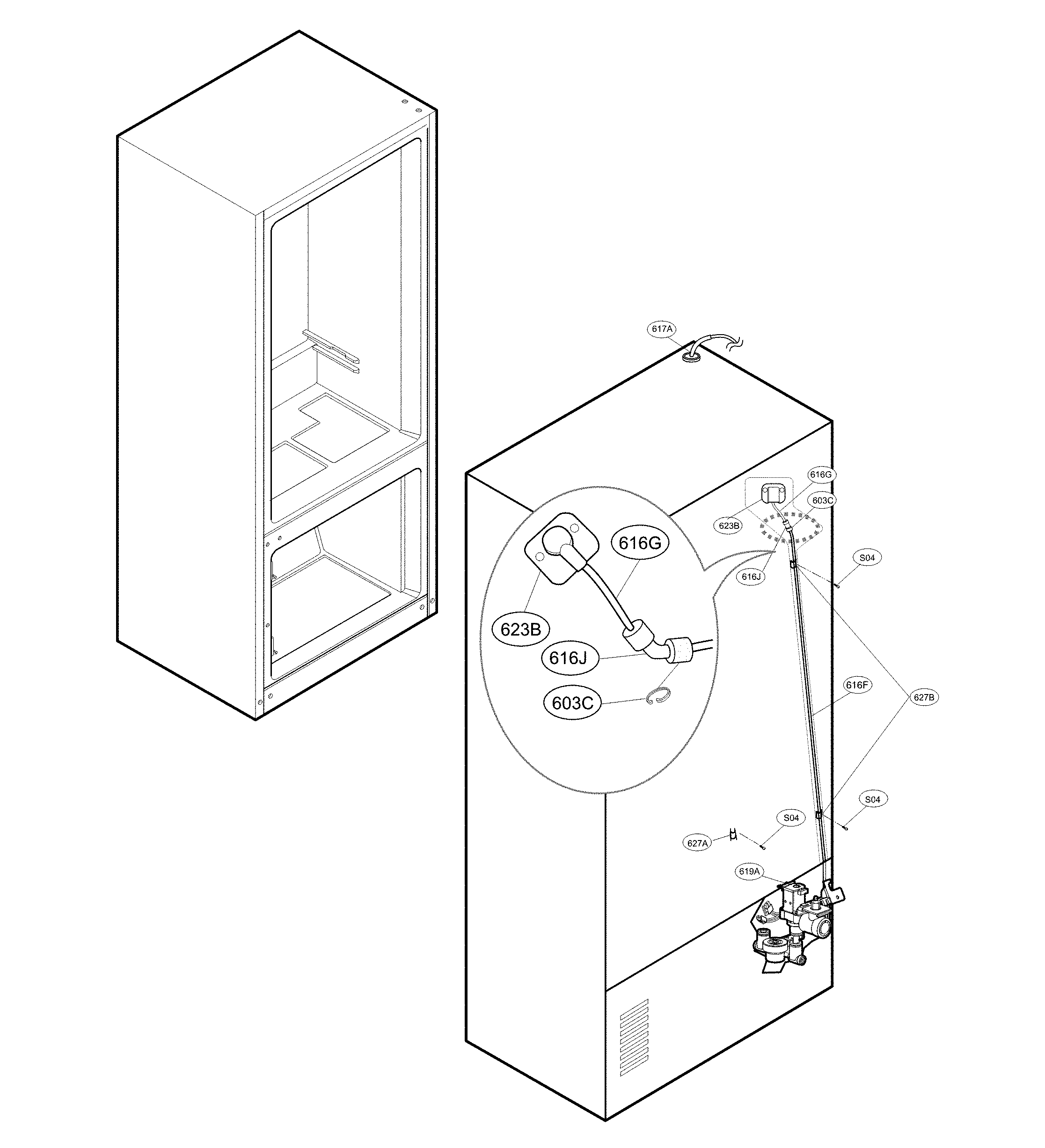Valve & water tube parts