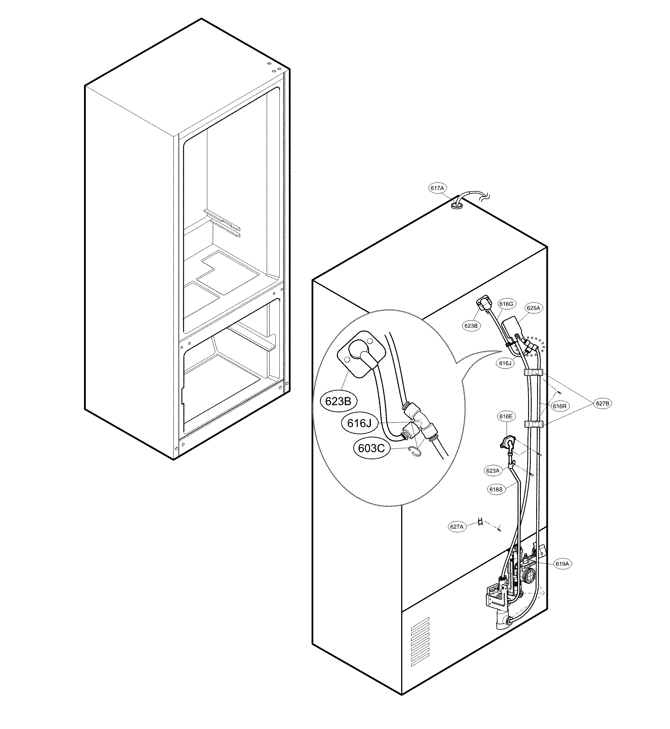 Valve & water tube parts