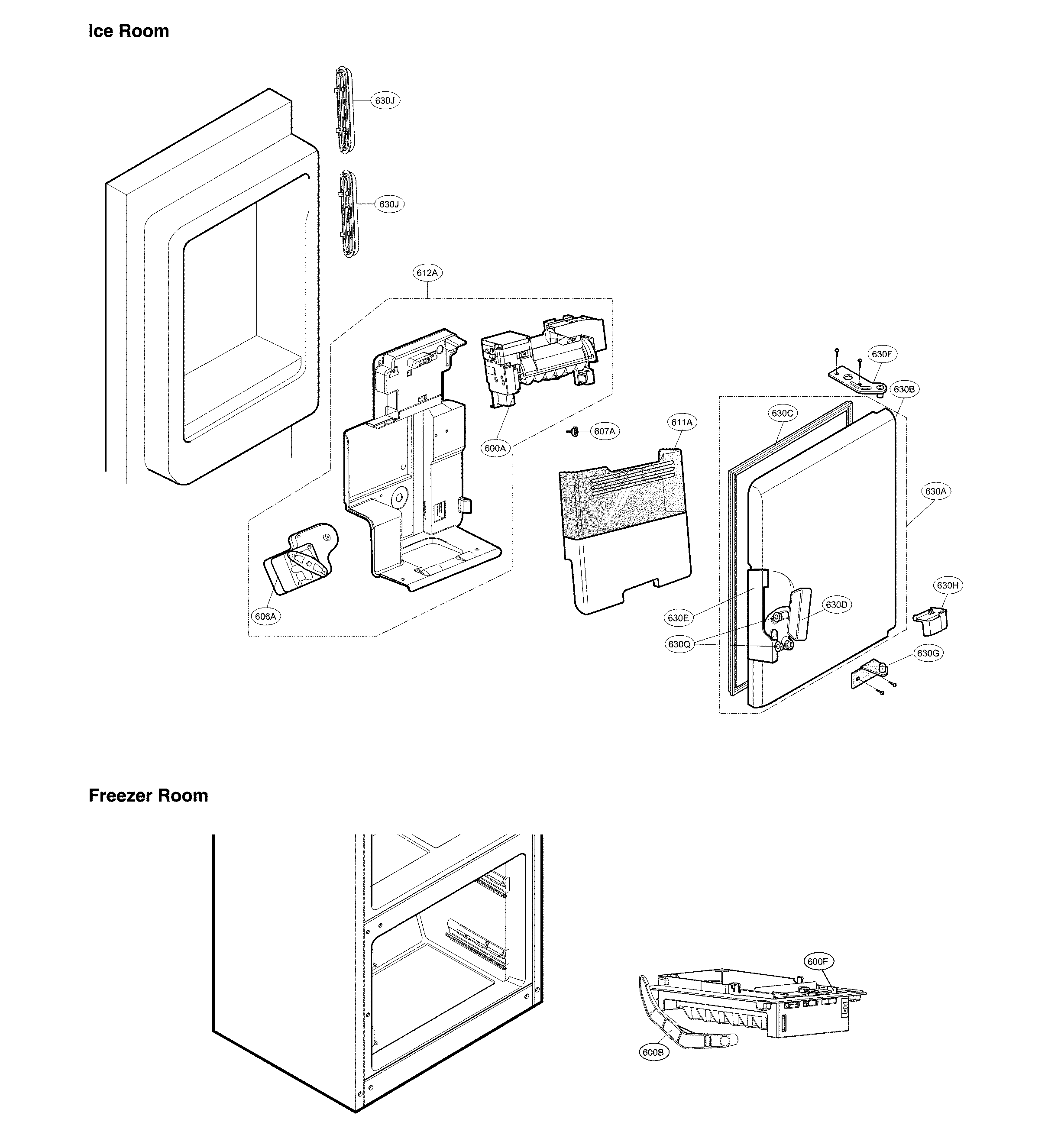 Ice maker & ice bin parts