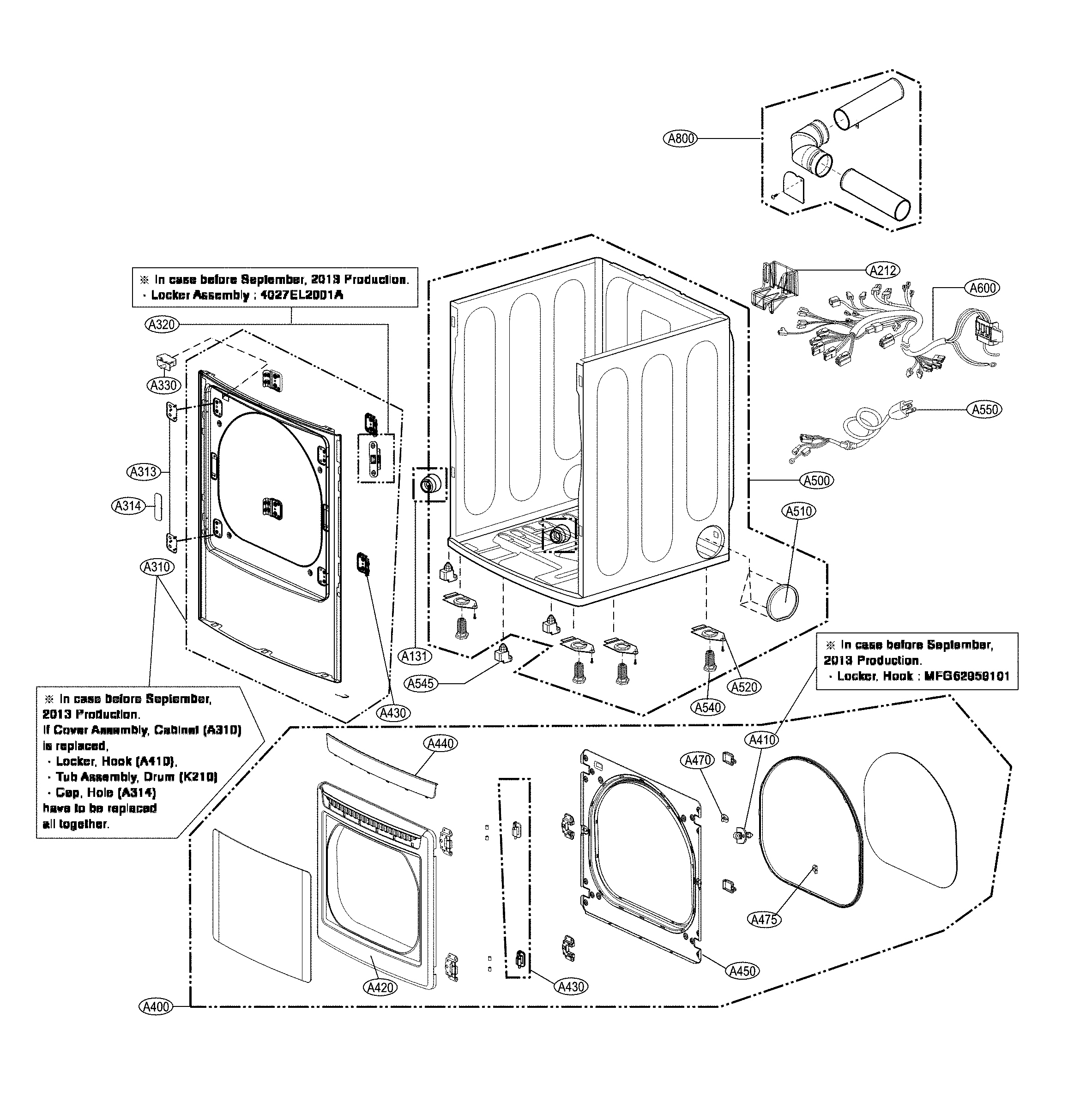 Cabinet and door assy
