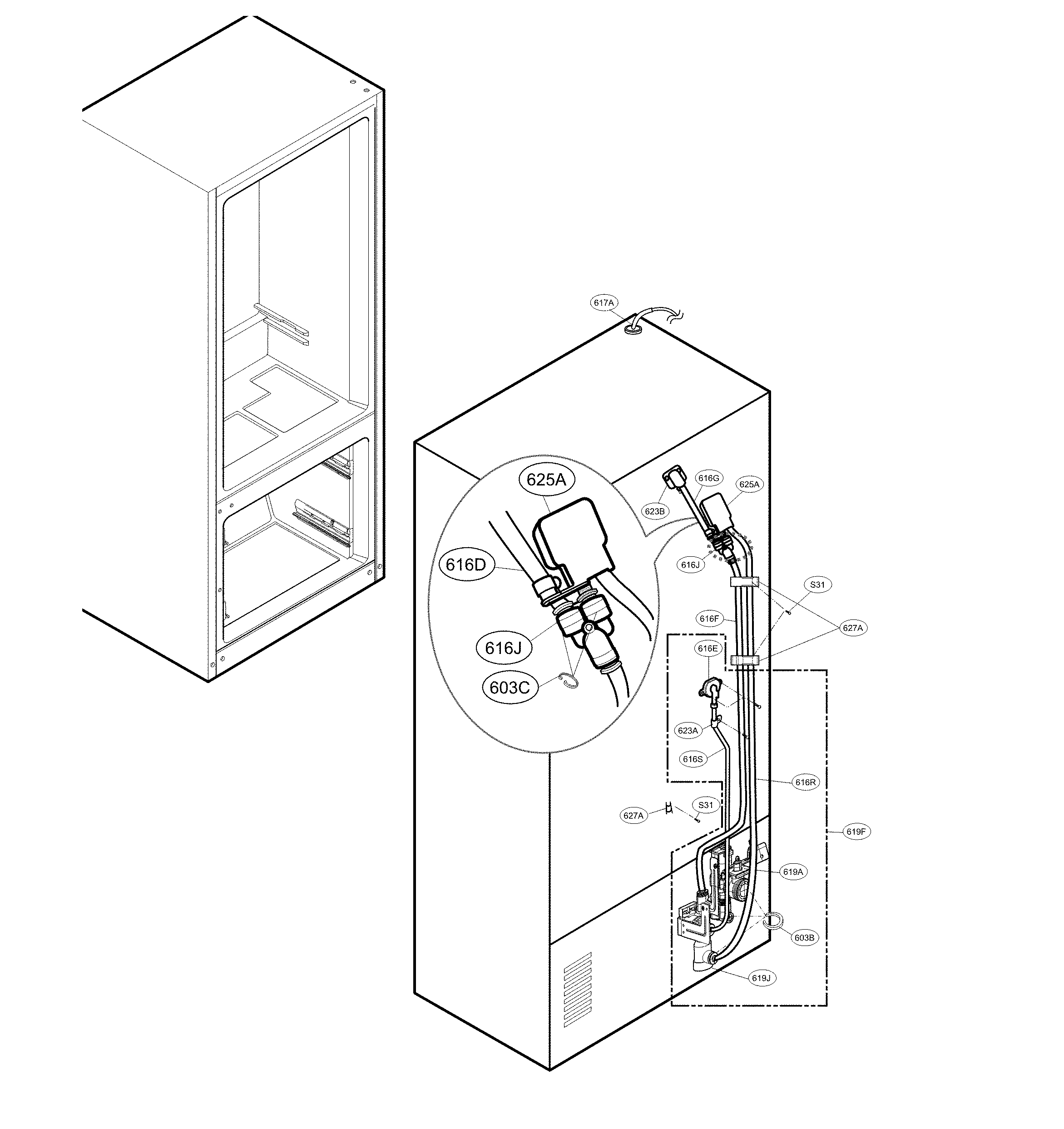 Valve & water tube parts