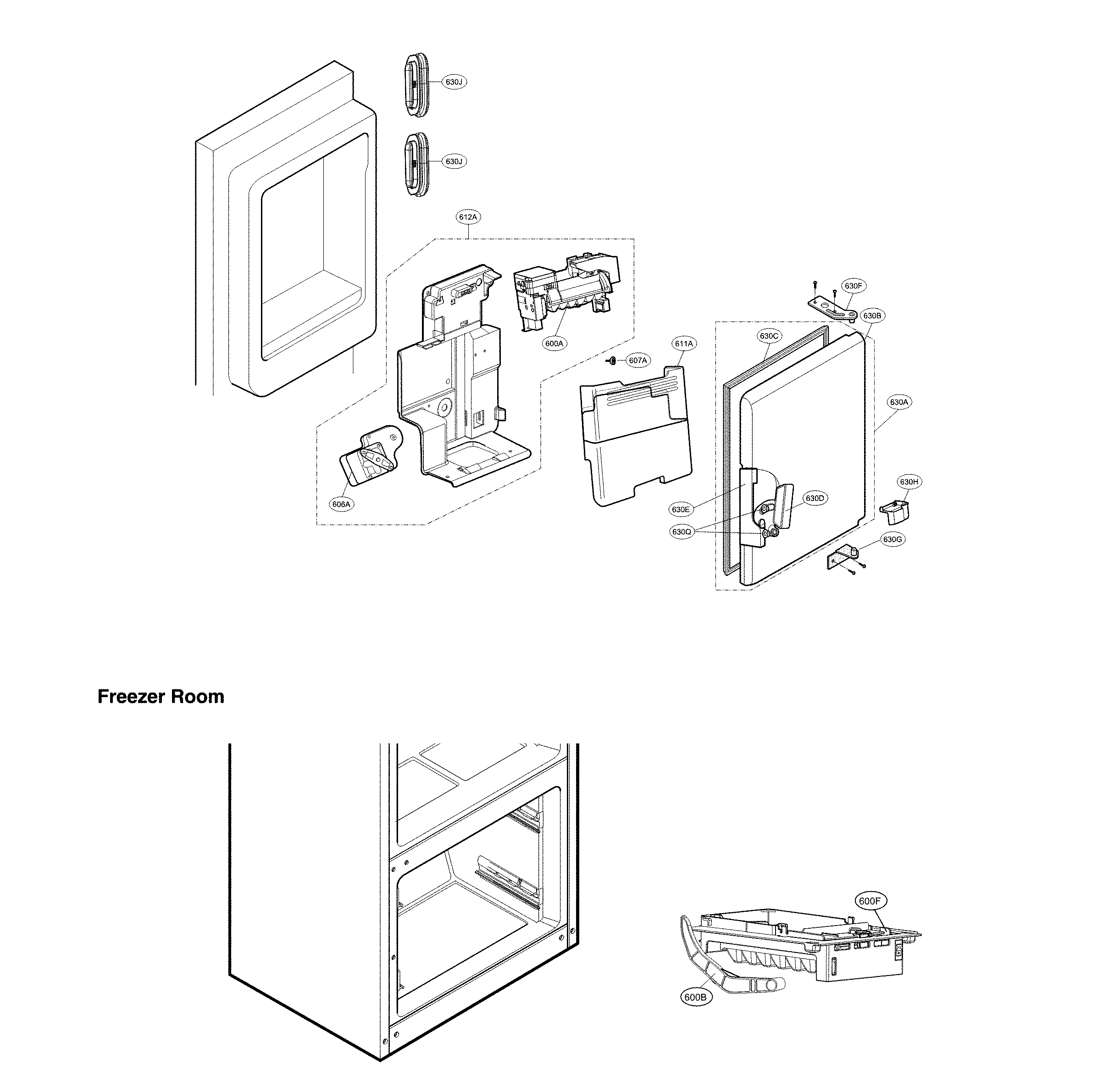 Ice maker & ice bin parts