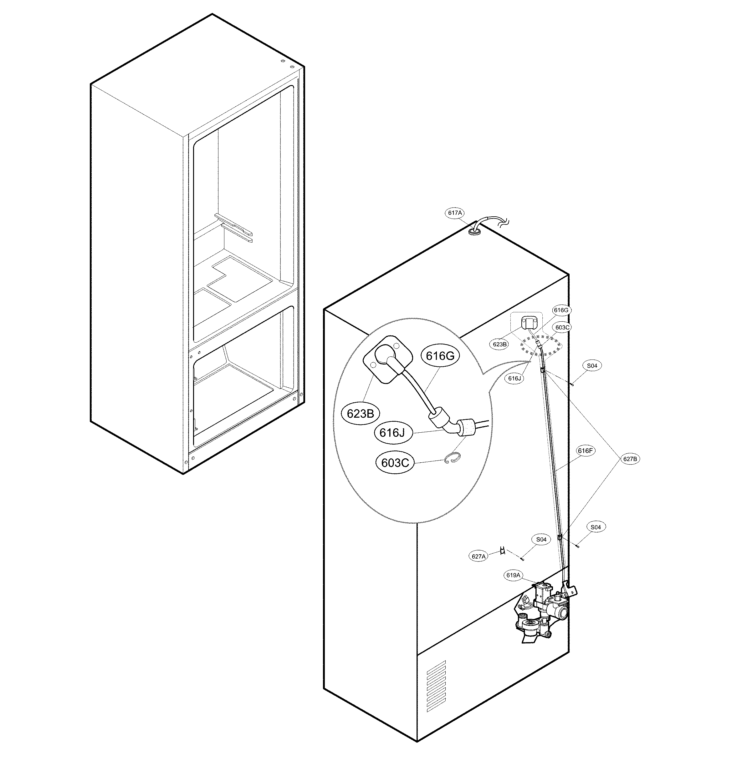Valve & water tube parts