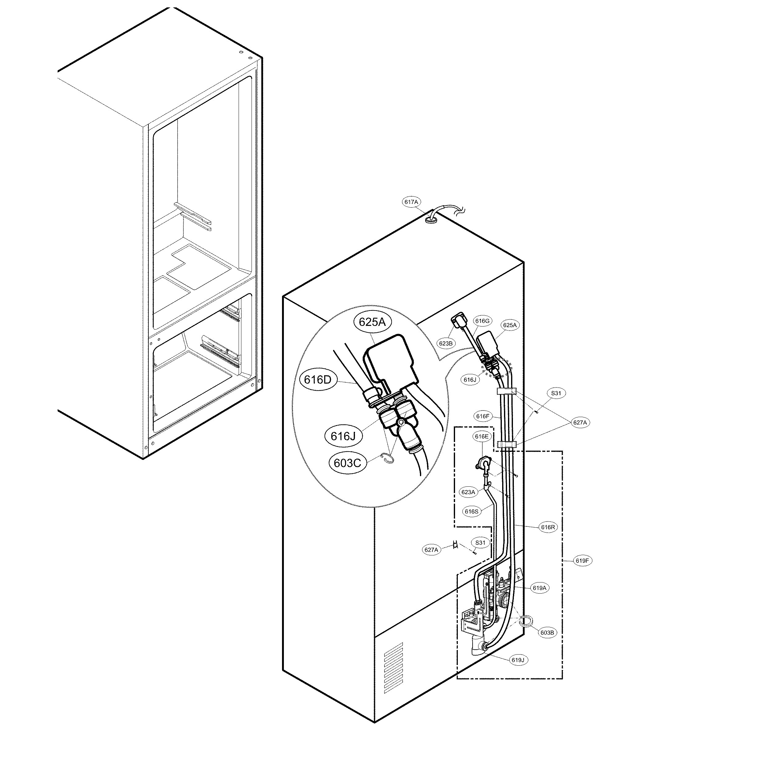 Valve & water tube parts
