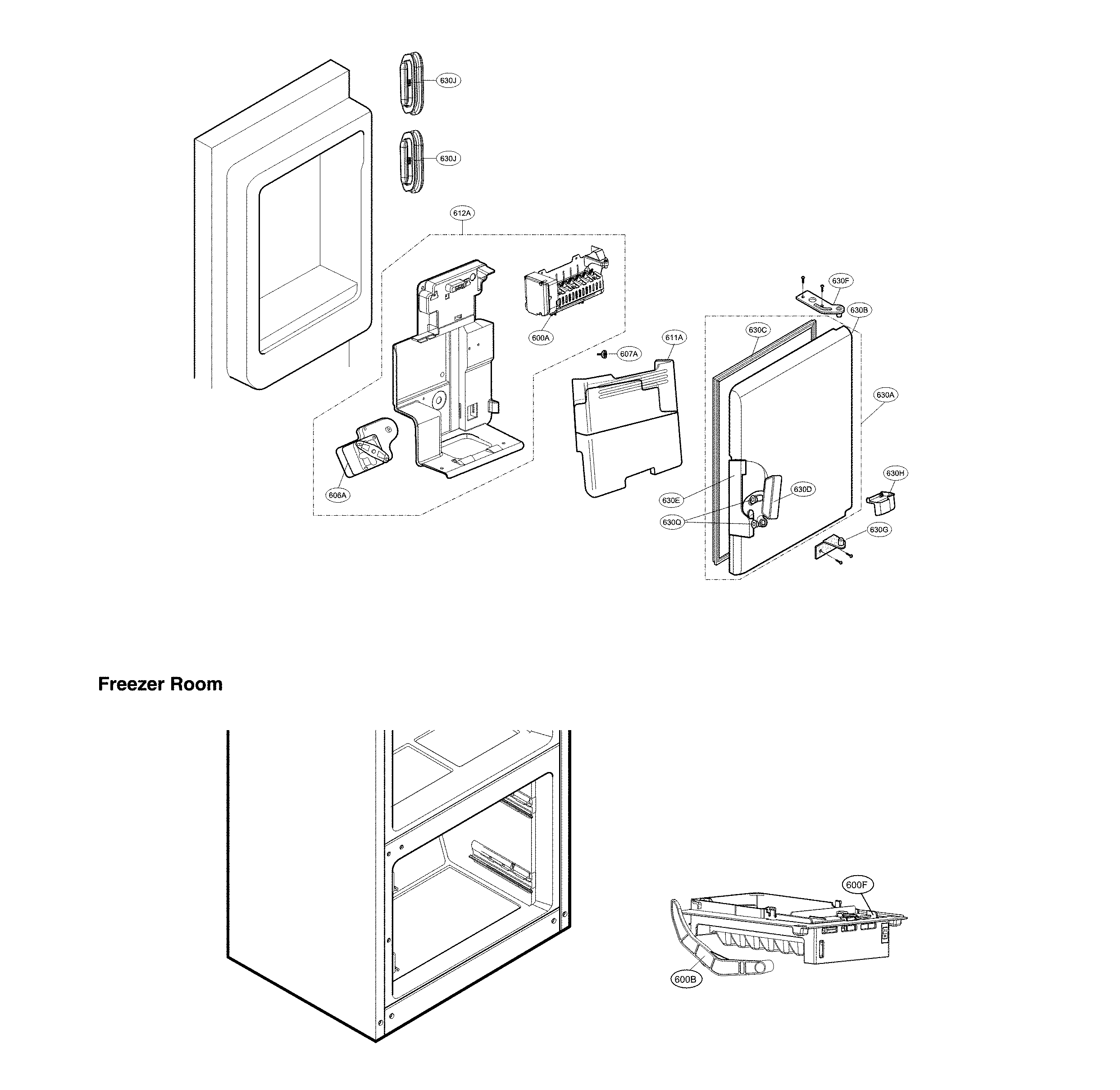 Ice maker & ice bin parts