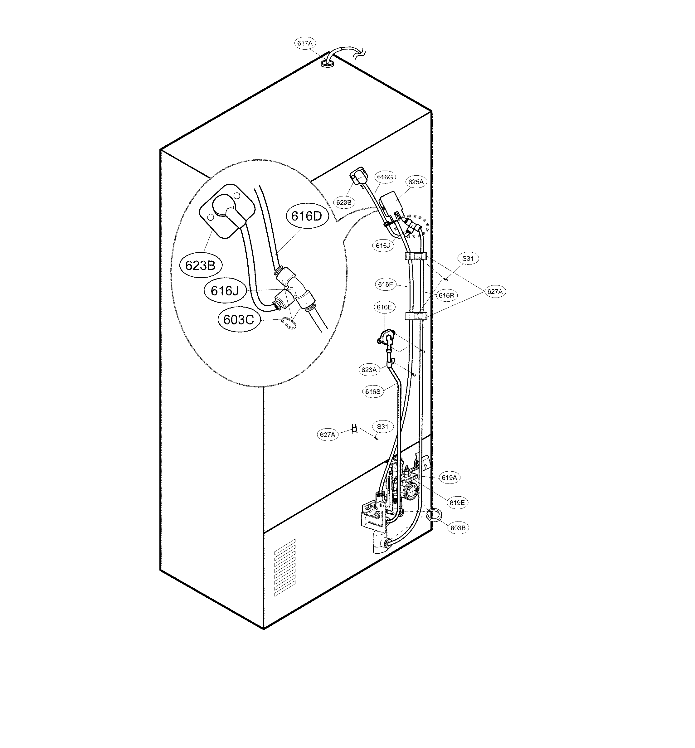 Valve & water tube parts