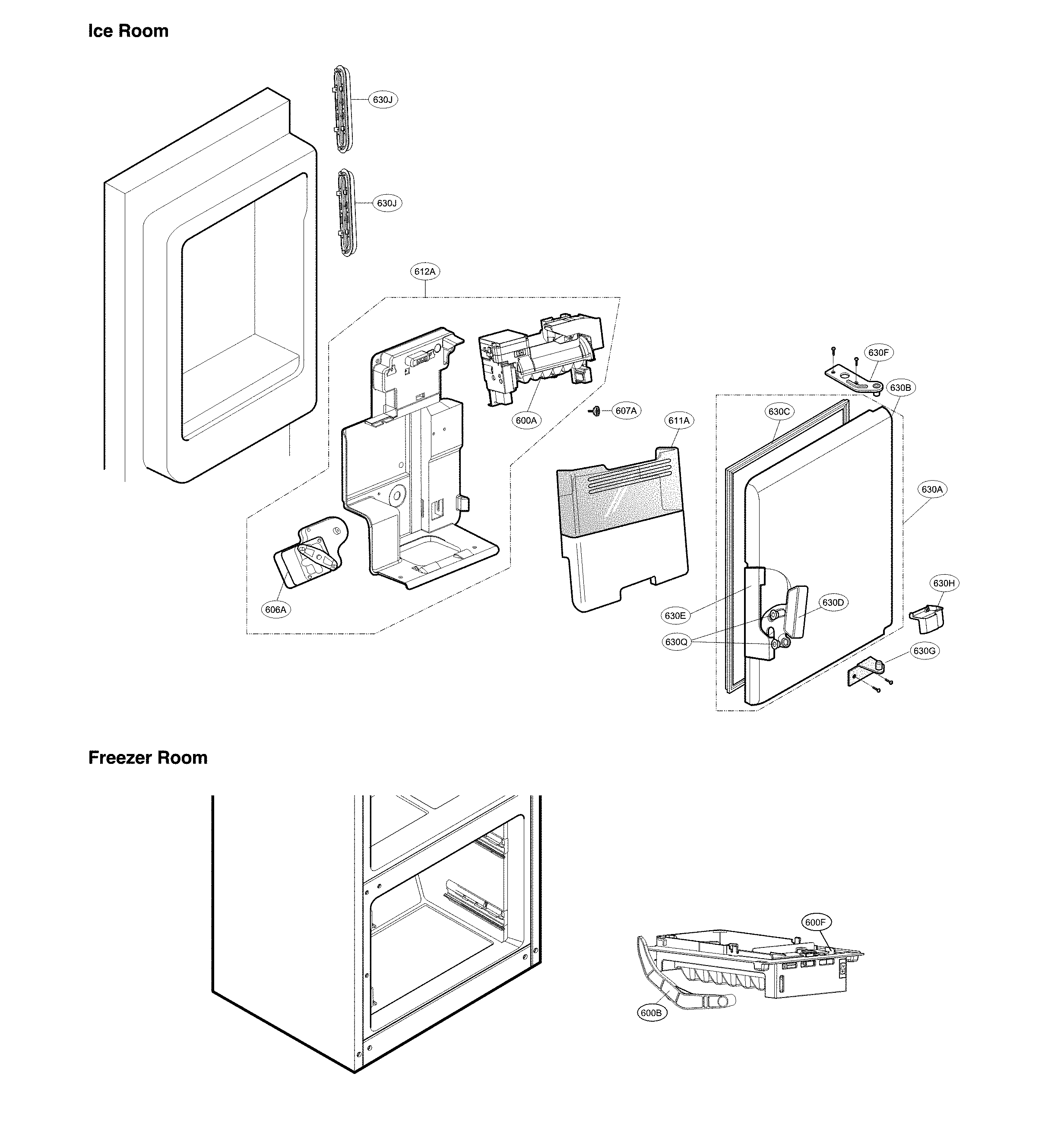 Ice maker & ice bin parts