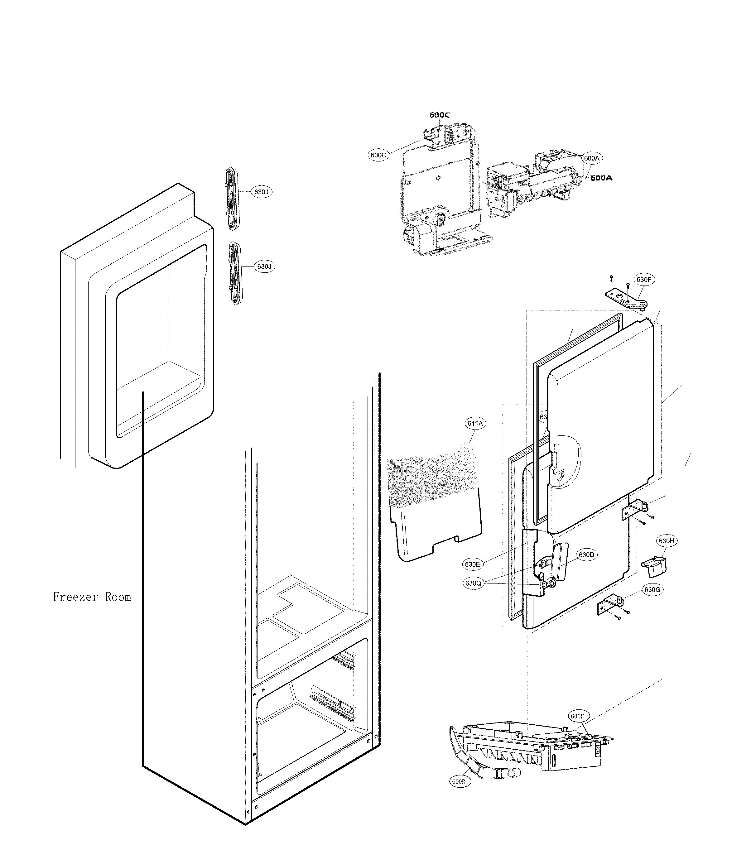 Icemaker & ice bin parts