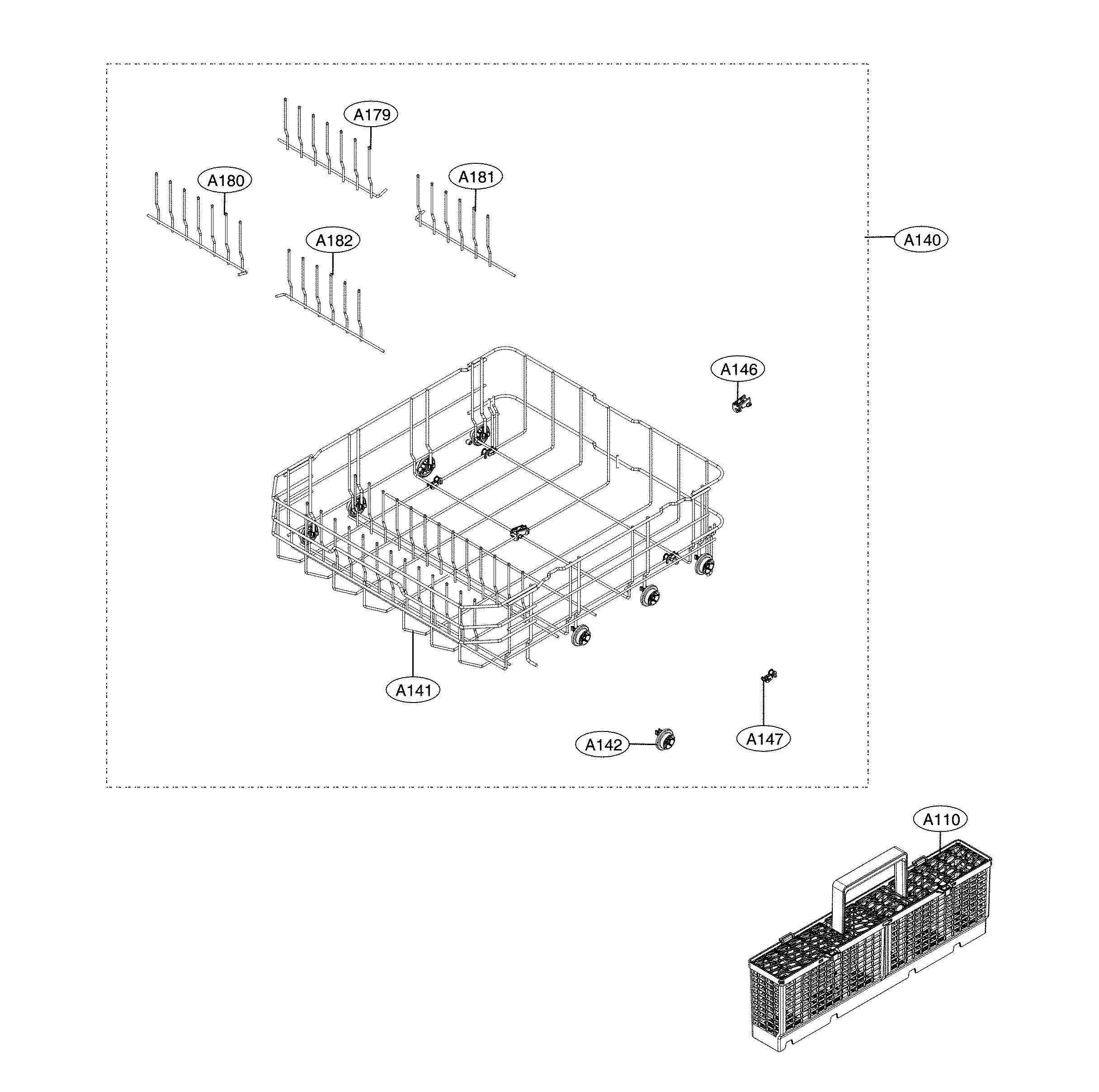 Lower rack assembly