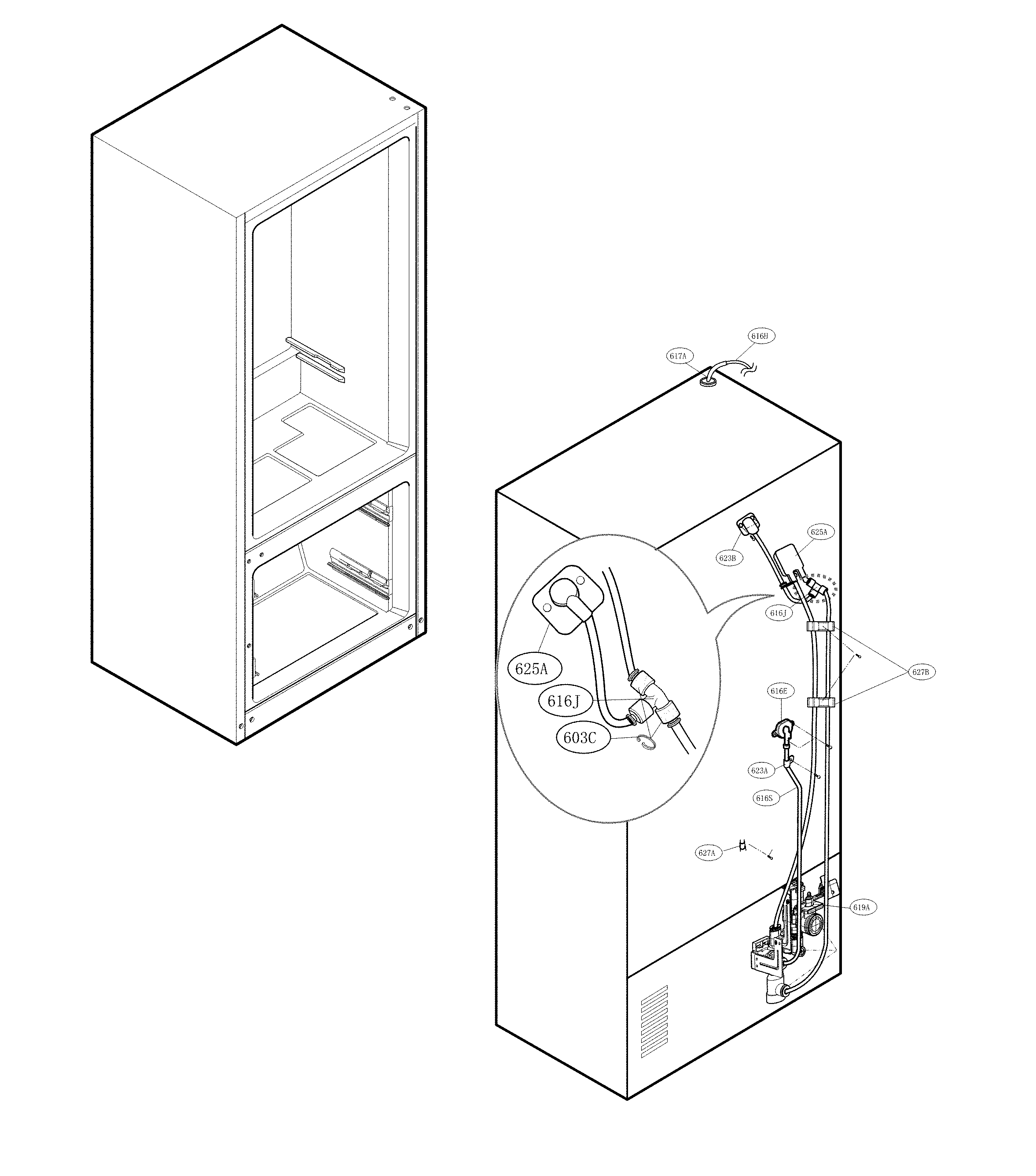Valve & water tube parts