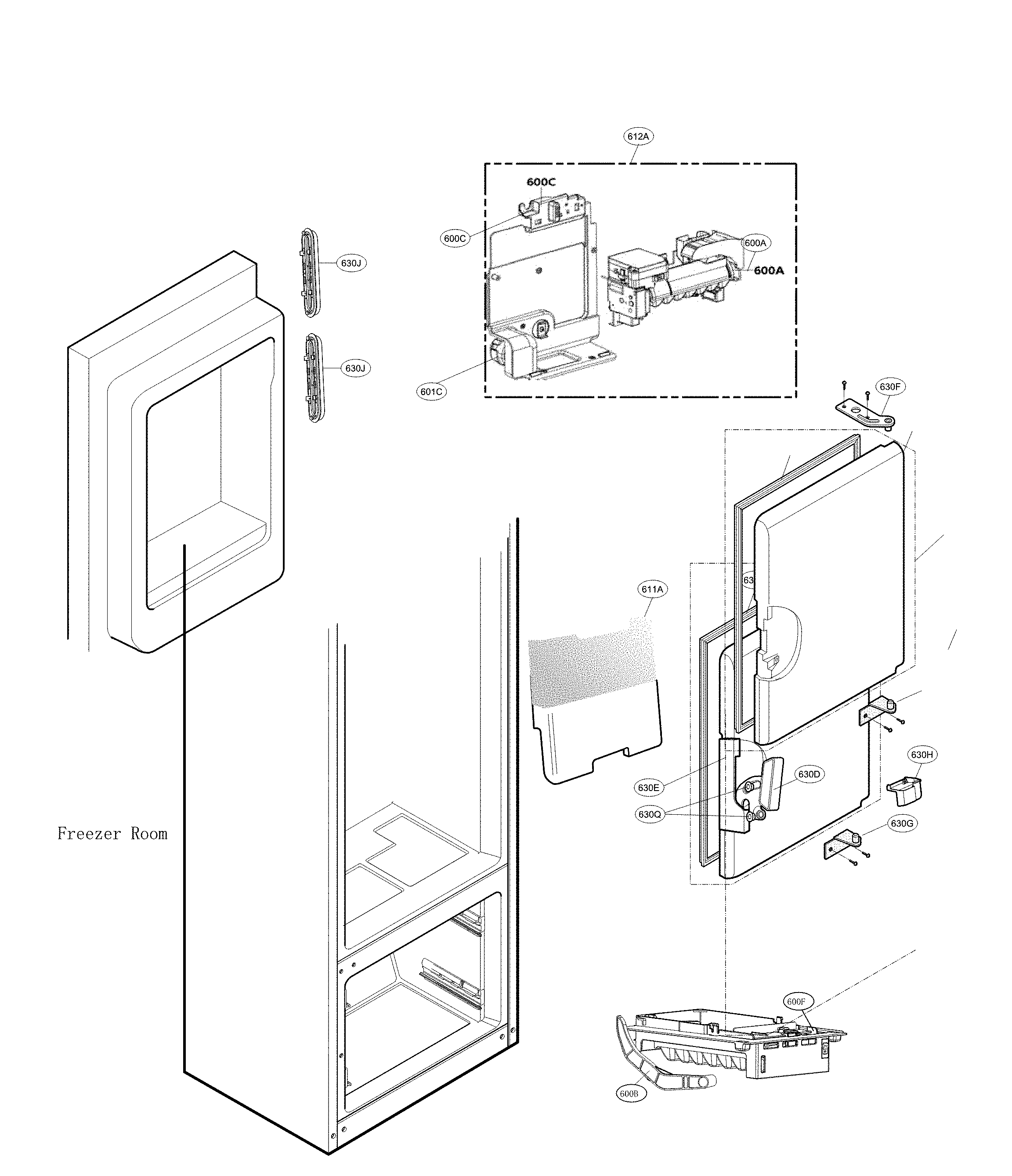 Icemaker & ice bin parts