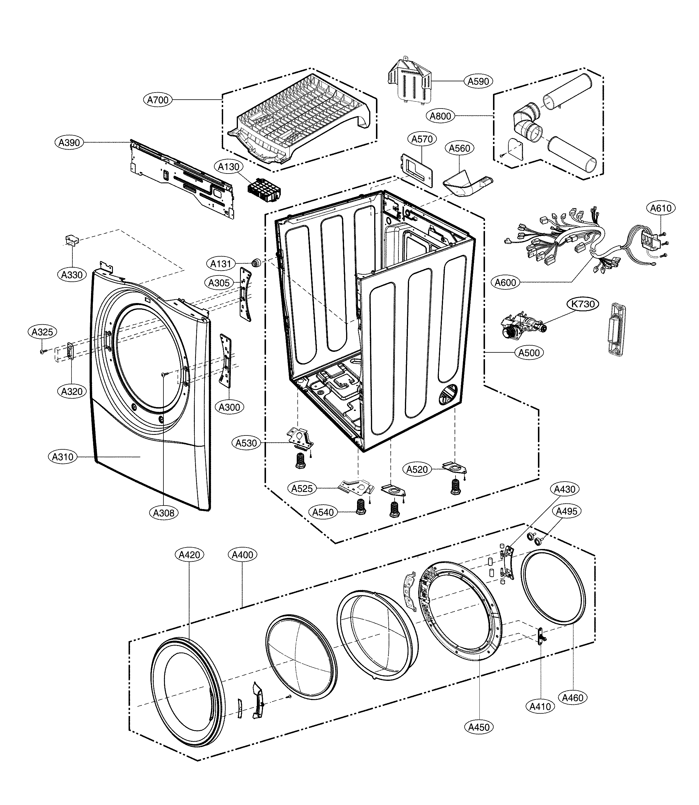Cabinet and door assembly