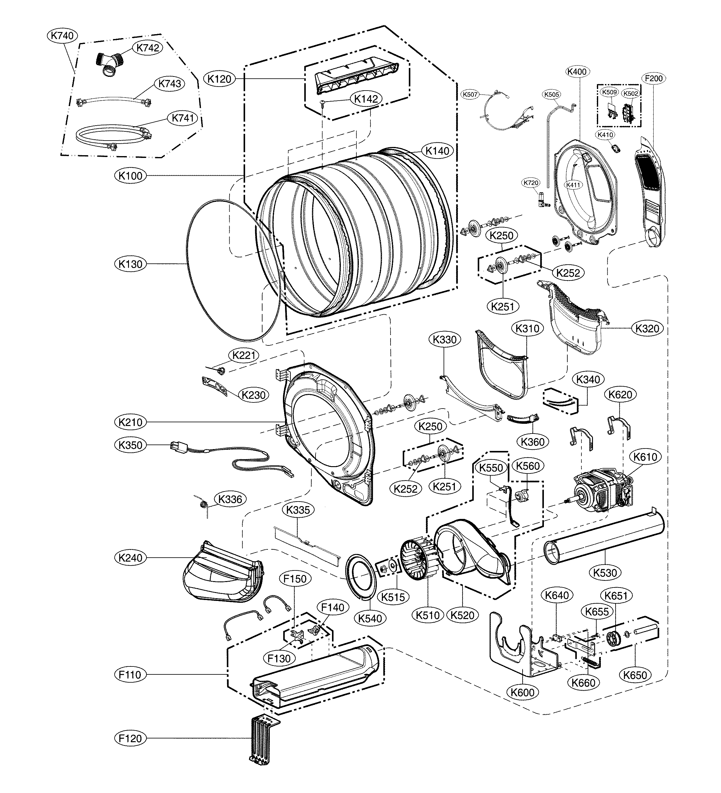 Drum and motor assembly