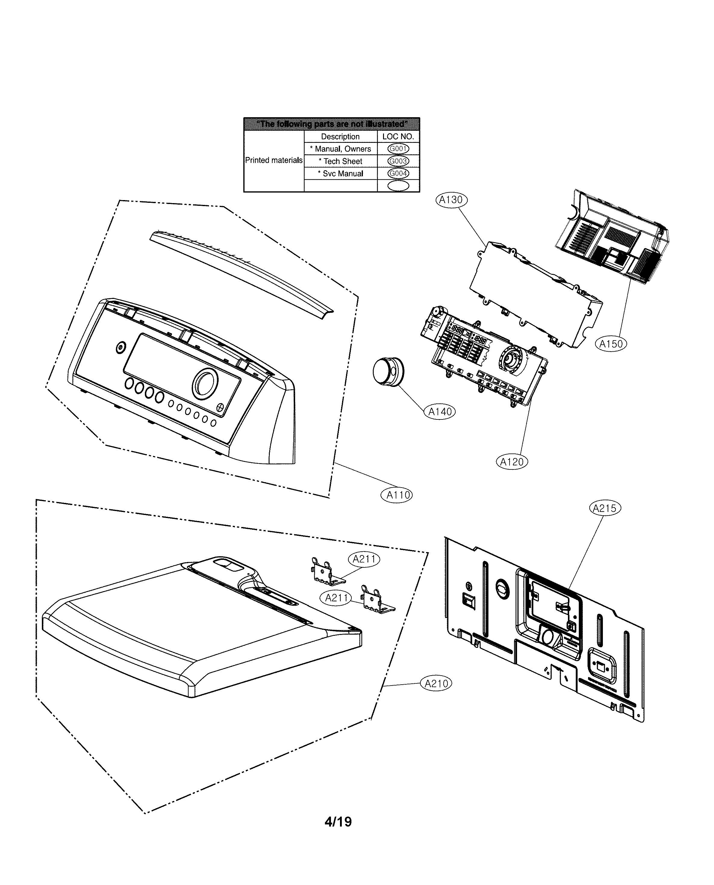 Cabinet and control panel parts