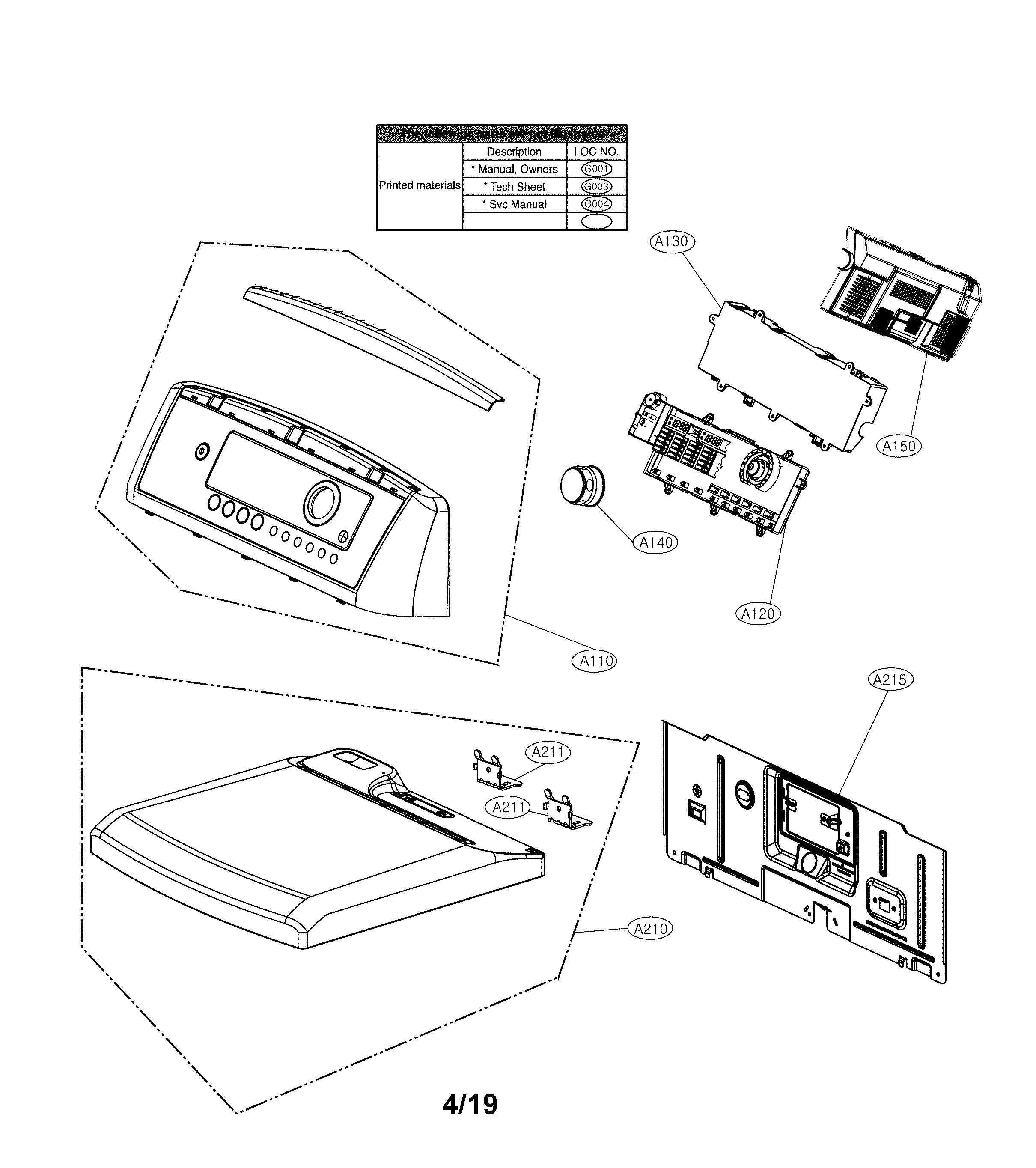 Cabinet and control panel parts
