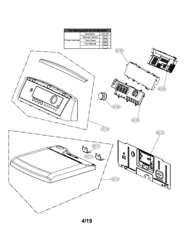 Top and control panel parts