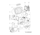 Kenmore Elite 79671523211 drum, motor and heater parts diagram