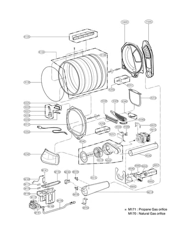 Drum, motor and heater parts