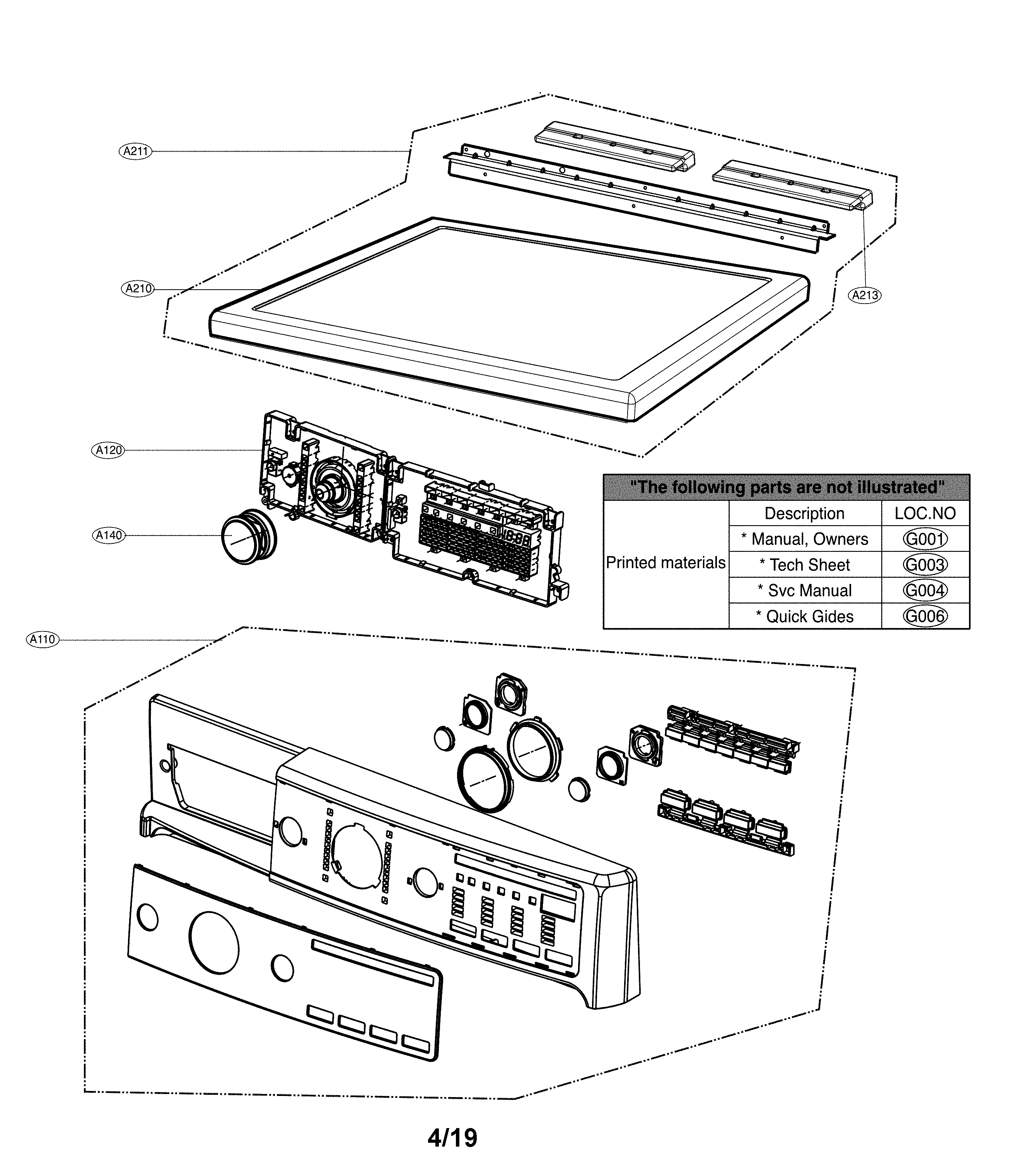 Cabinet and control panel parts