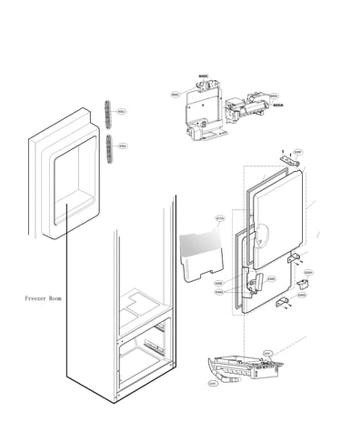 Ice maker and ice bin parts