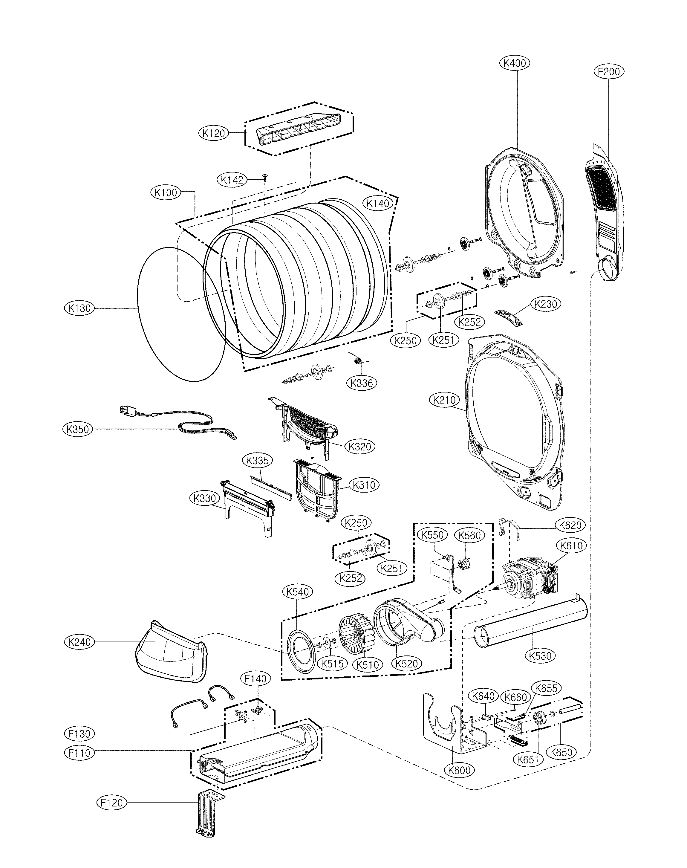 Drum and motor assembly