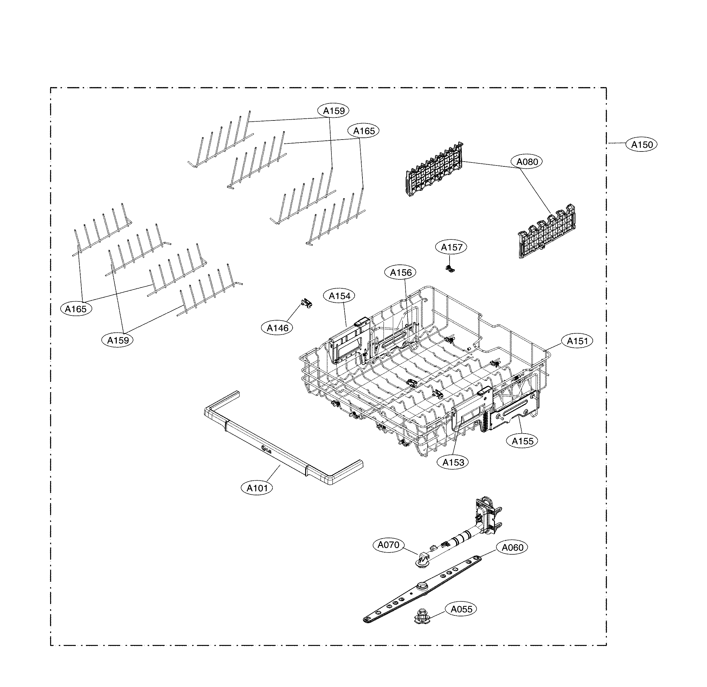 Upper rack assembly