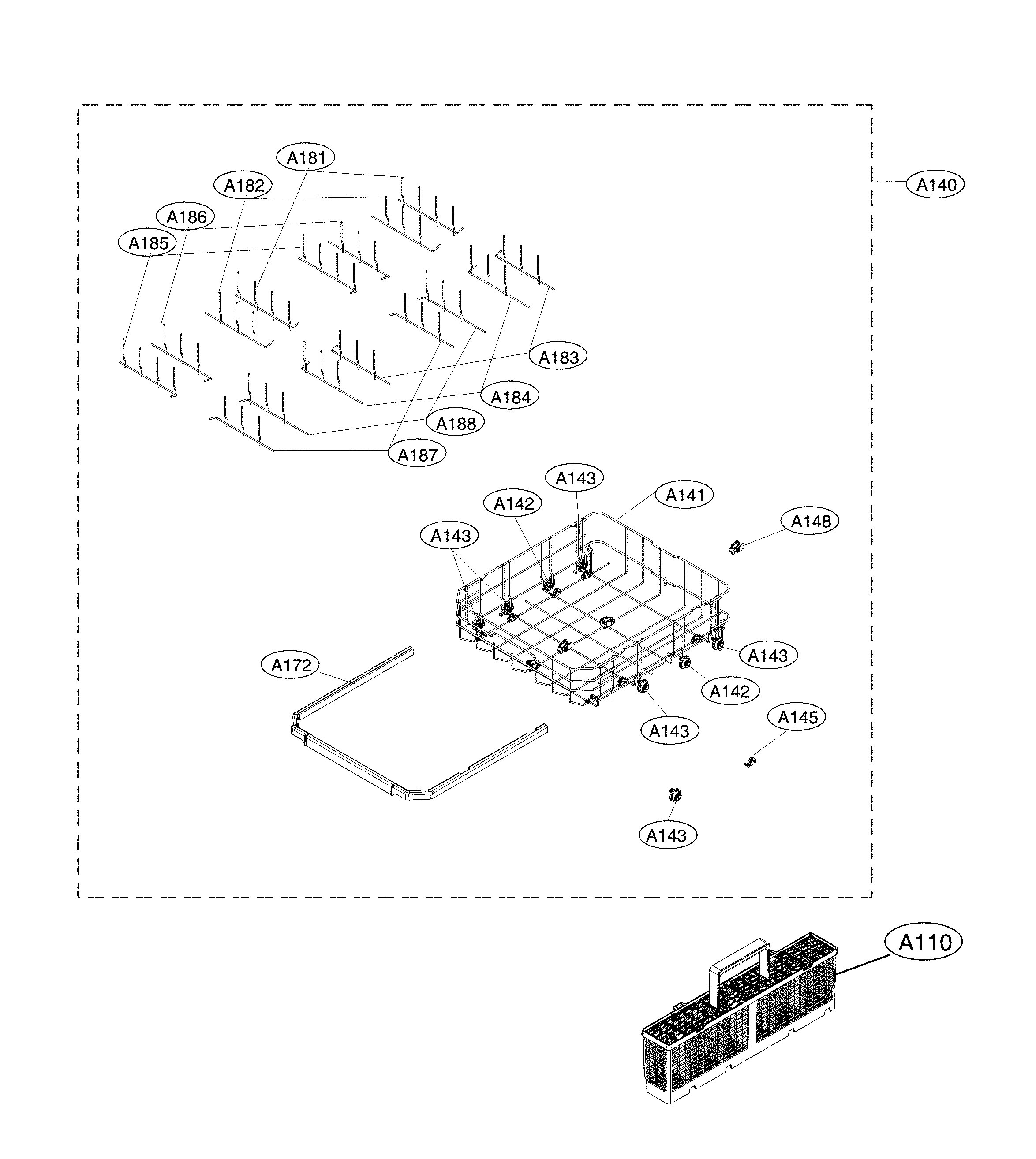 Lower rack assembly