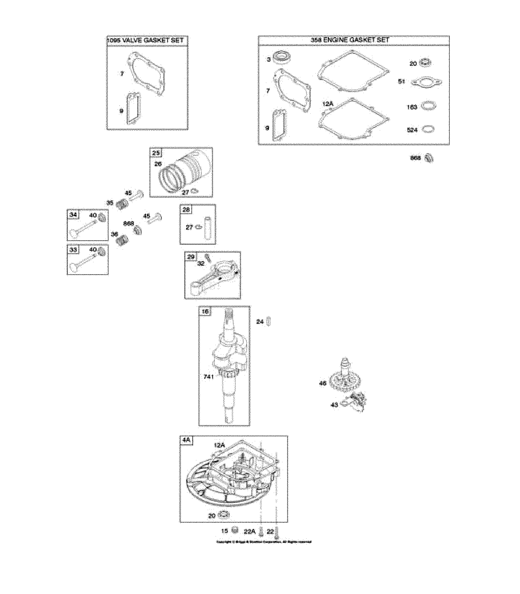Crankshaft, pistons, valves
