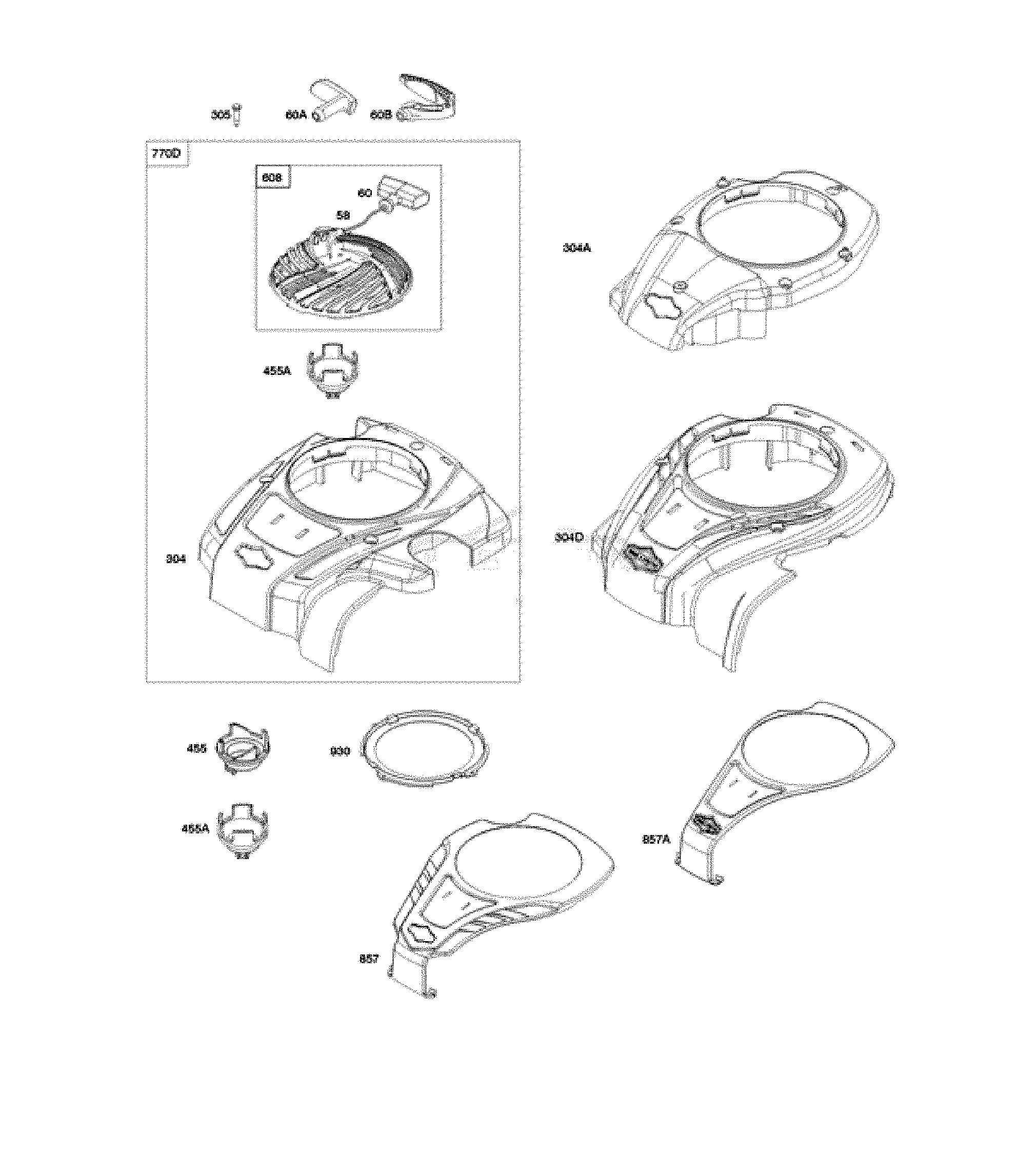 Starter and blower housing