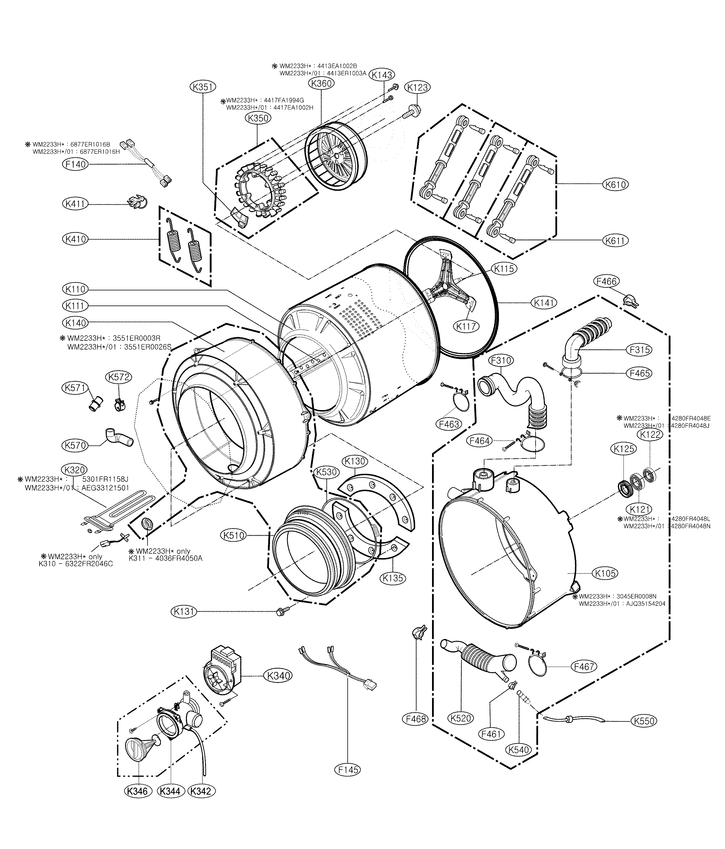 Drum and tub assembly
