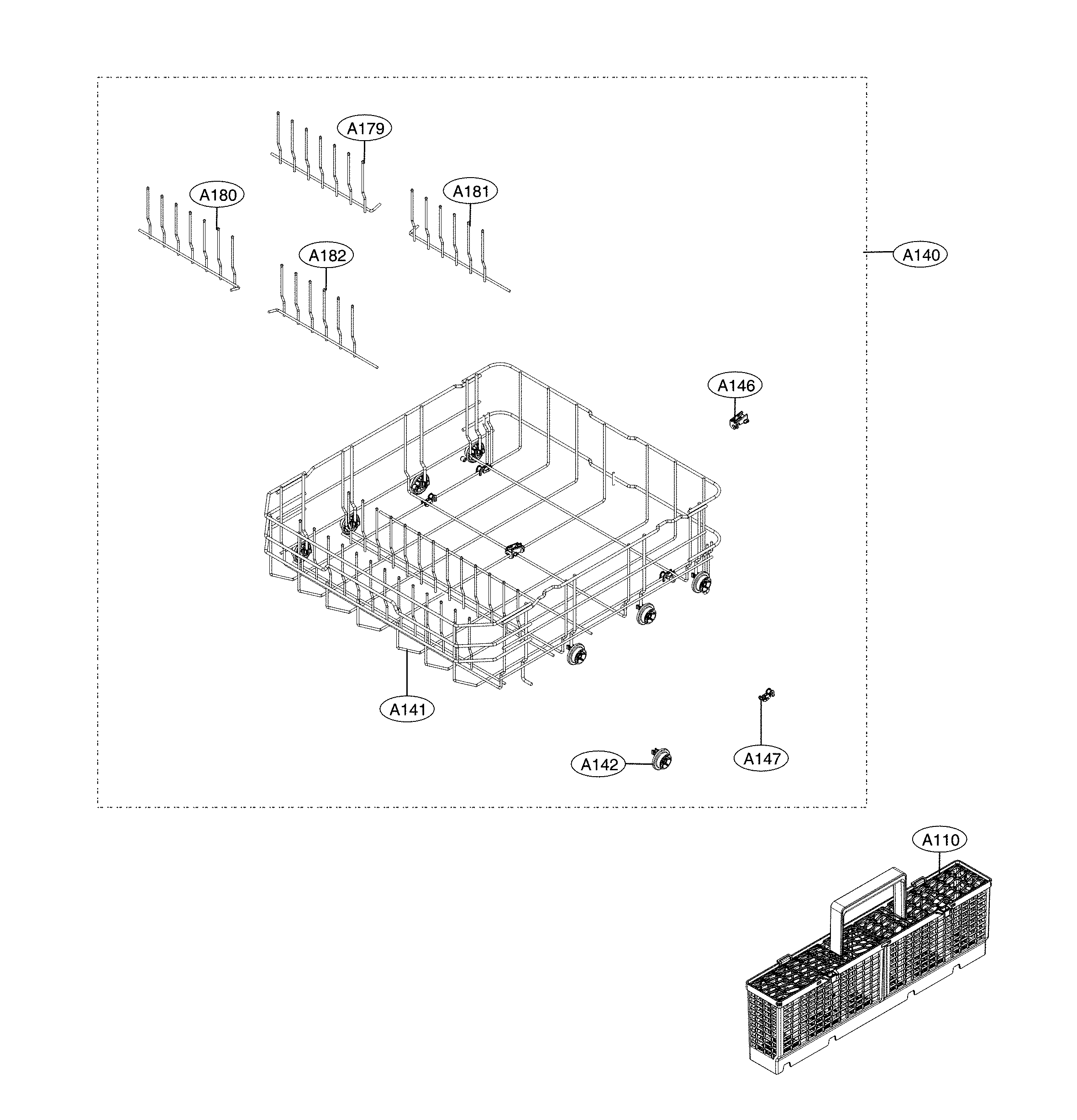 Lower rack assembly