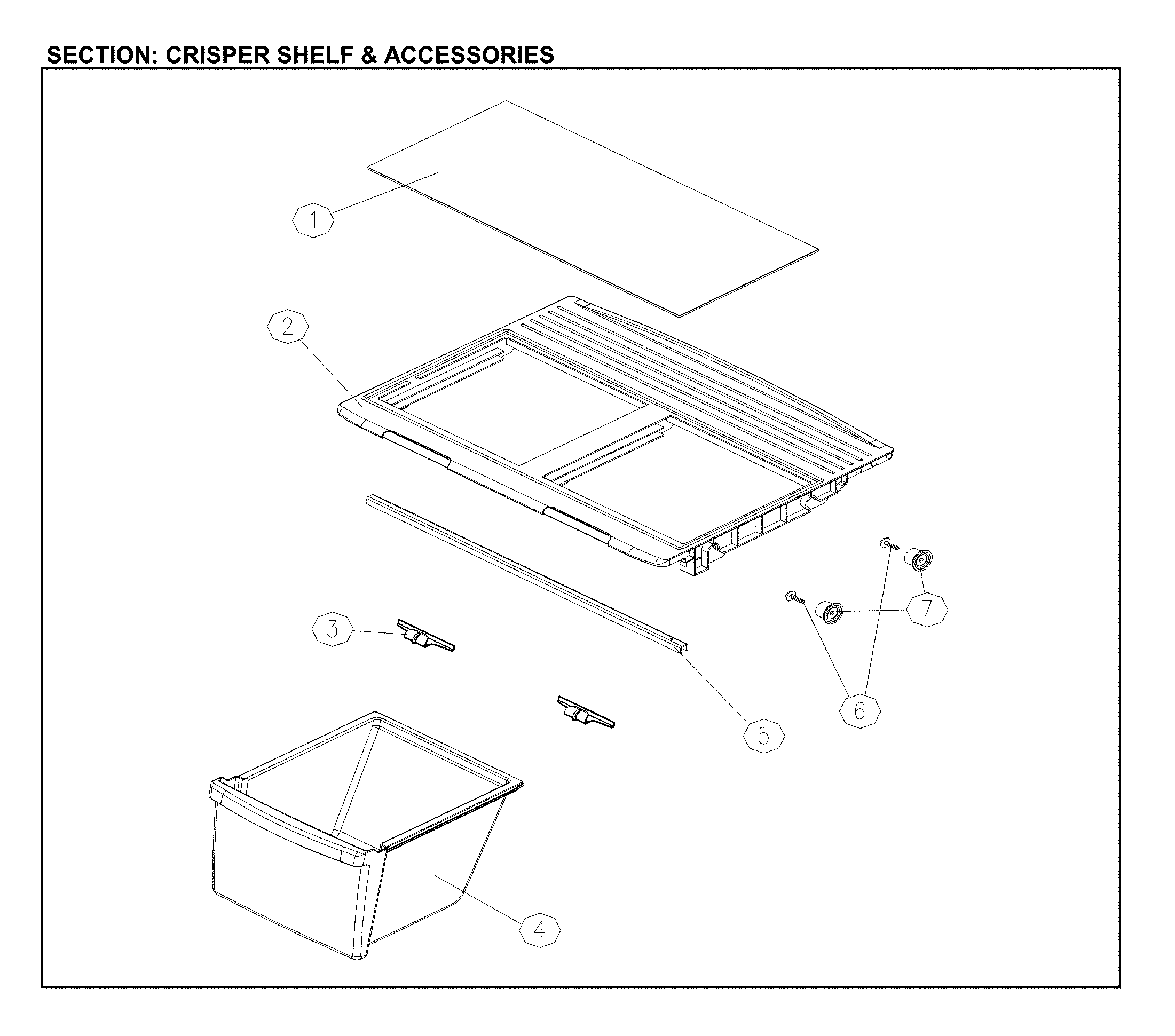Crisper shelf and accessories