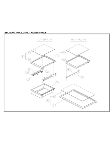 Full and split glass shelves